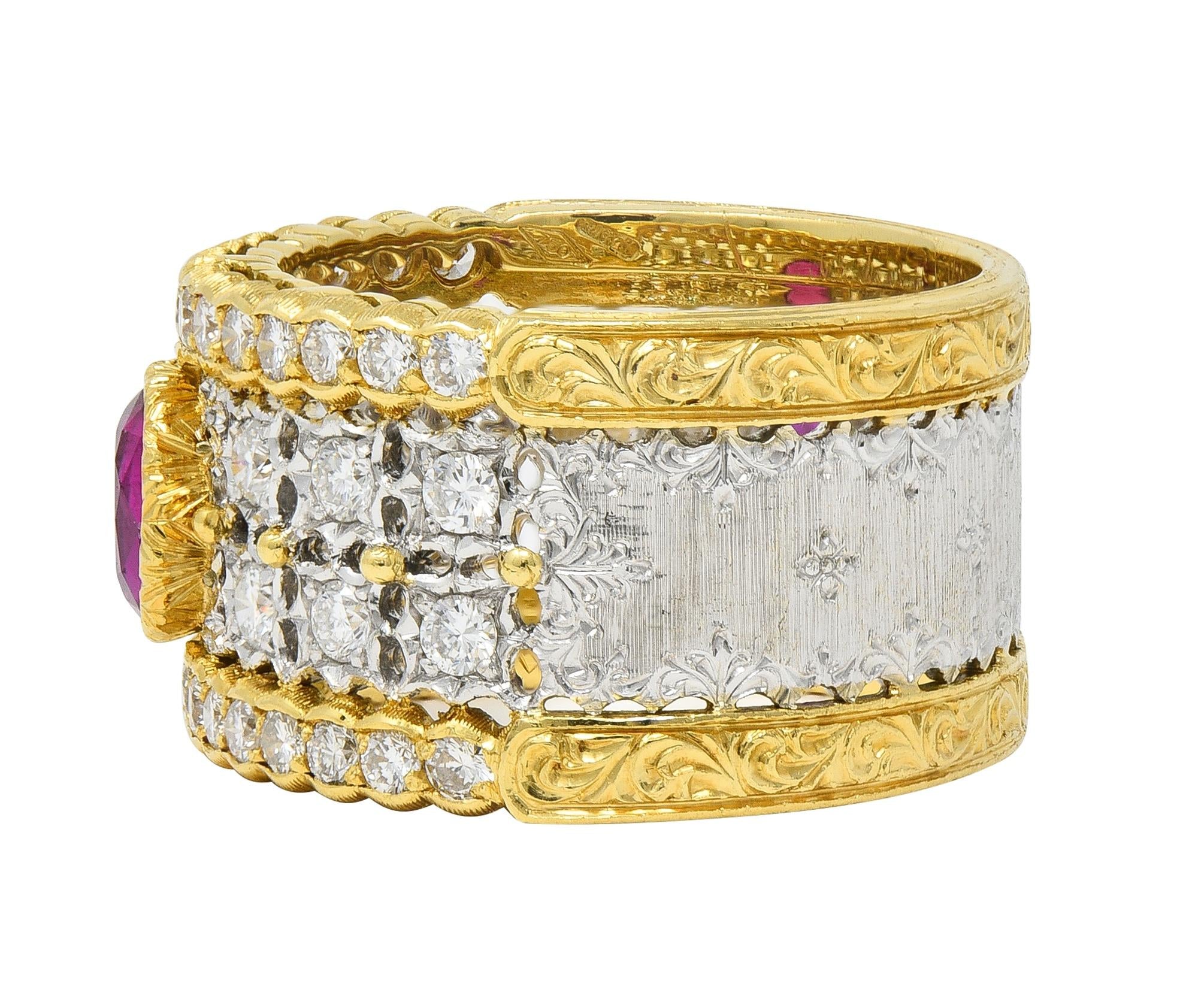 Buccellati Ruby Diamond 18K Yellow Gold Eternelle Vintage Band Ring