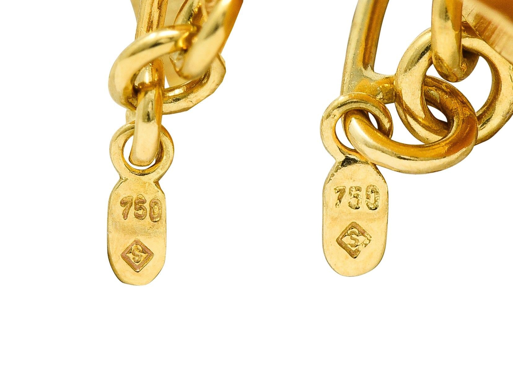 H. Stern Diamond 18 Karat Yellow Gold Brushed Spiral Grupo Corpo Drop Earrings