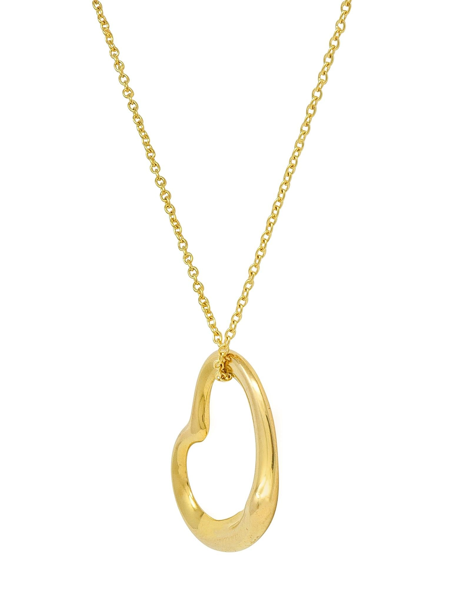 Elsa Peretti Tiffany & Co. 2000's 18K Gold Open Heart Pendant Necklace