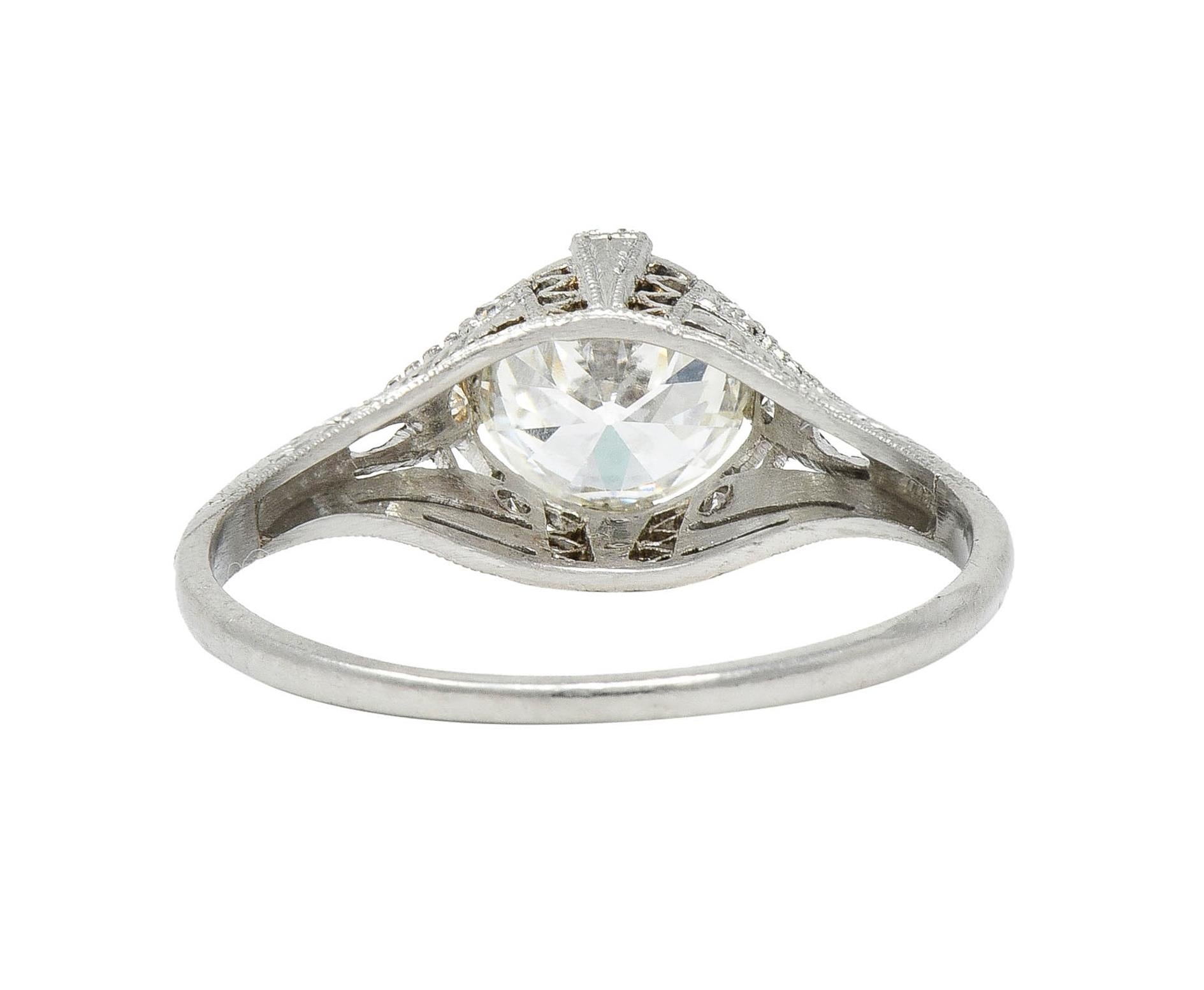 Art Deco 1.26 CTW Old European Cut Diamond Platinum Vintage Engagement Ring
