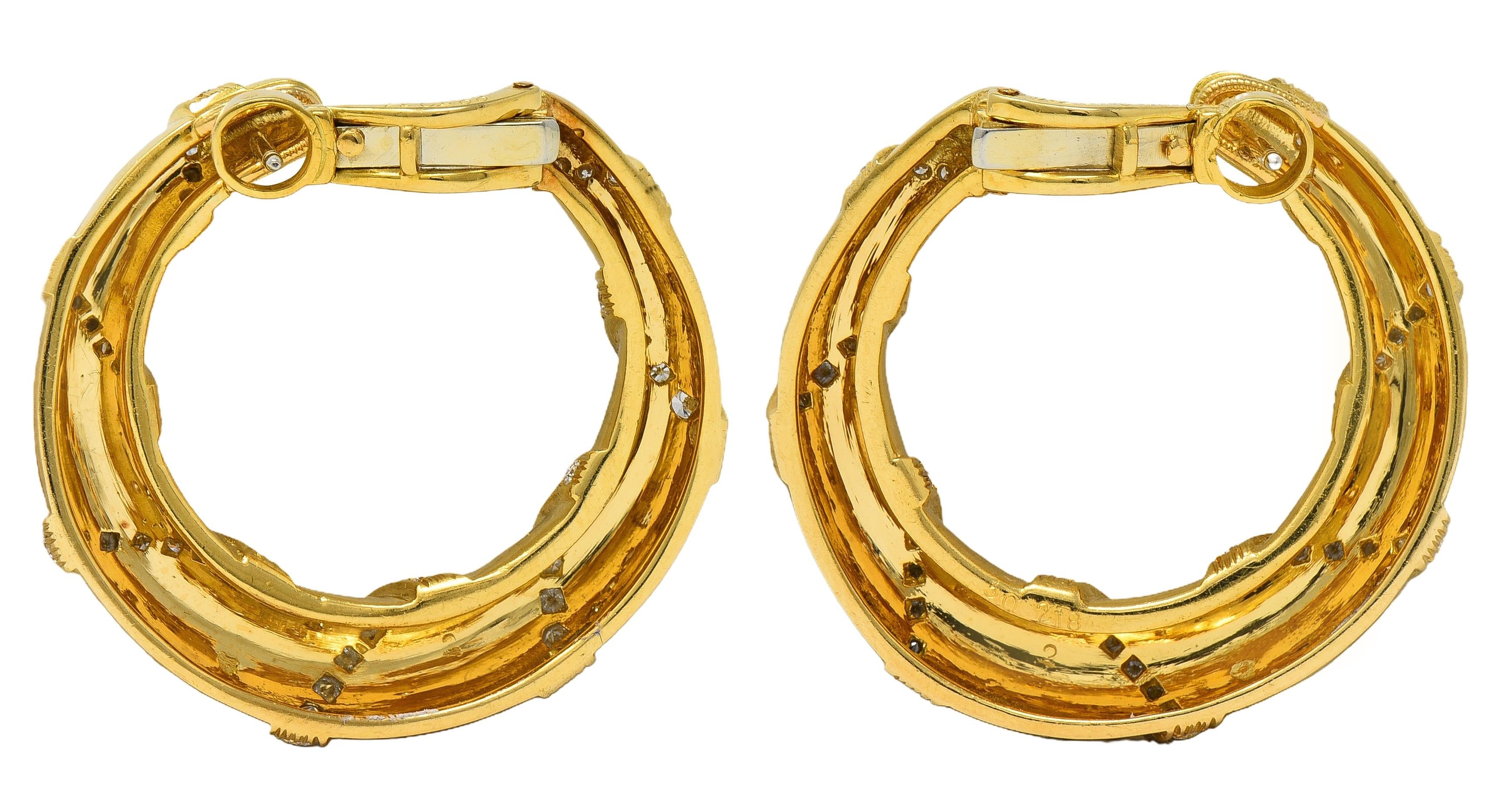 Cartier Paris 1.90 CTW 18 Karat Yellow Gold Twist Hoop Vintage Ear-Clip Earrings