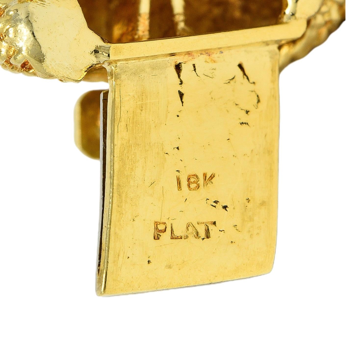 1960's 2.80 CTW Diamond Platinum 18K Gold Vintage Woven Twist Link Bracelet