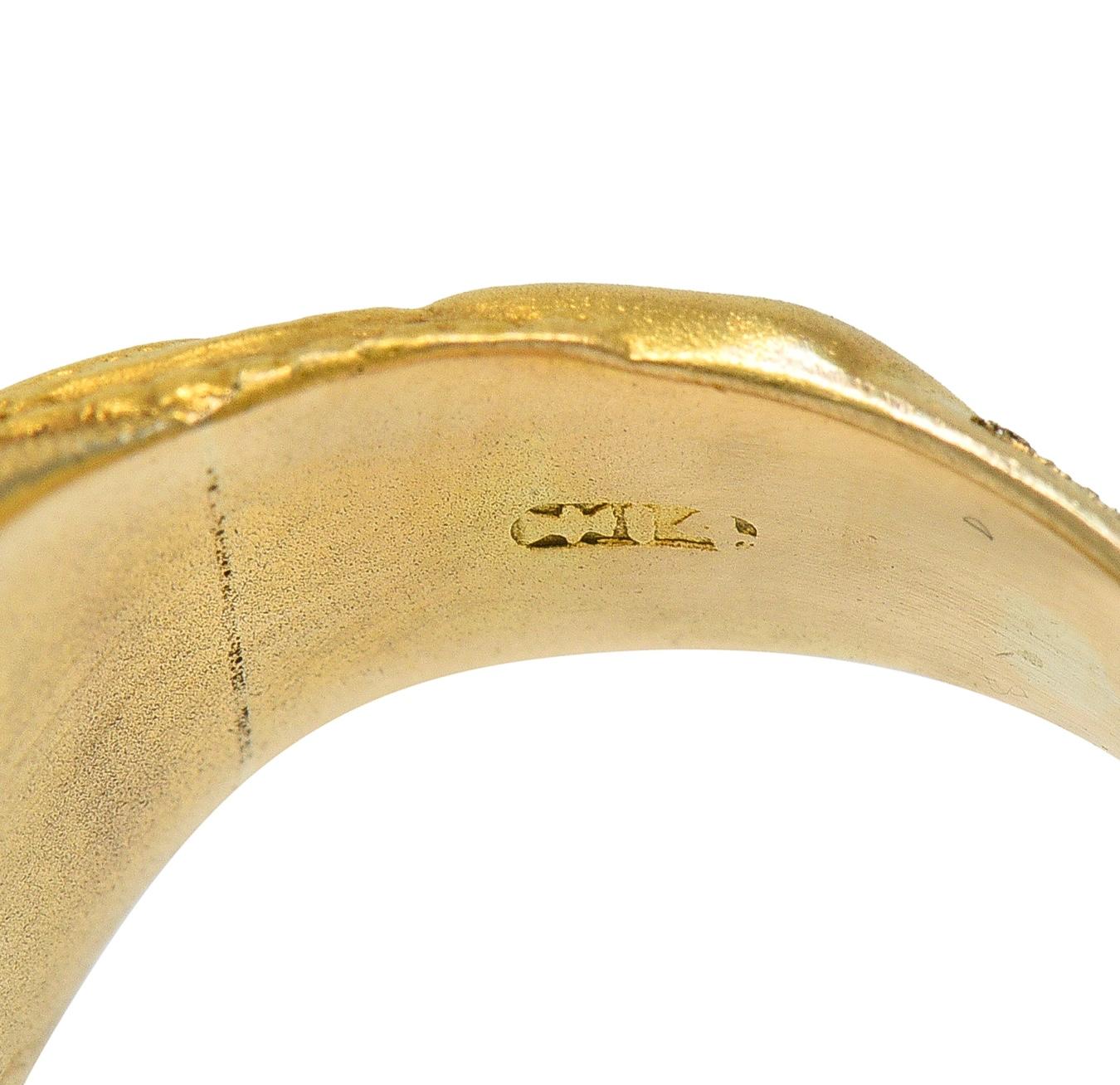 Jones Woodland Art Deco Egyptian Revival Hardstone 14K Gold Antique Scarab Ring