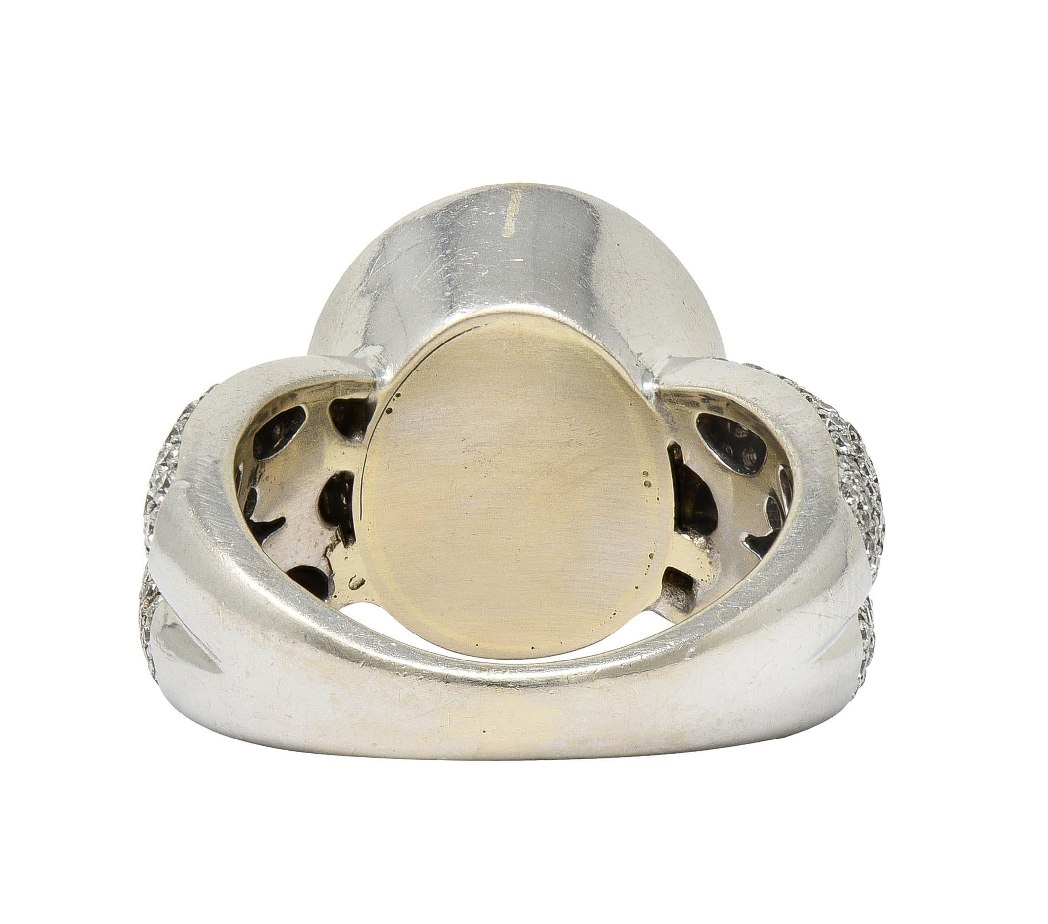 Vintage Paraiba Tourmaline Diamond 14 Karat White Gold Halo Ring GIA