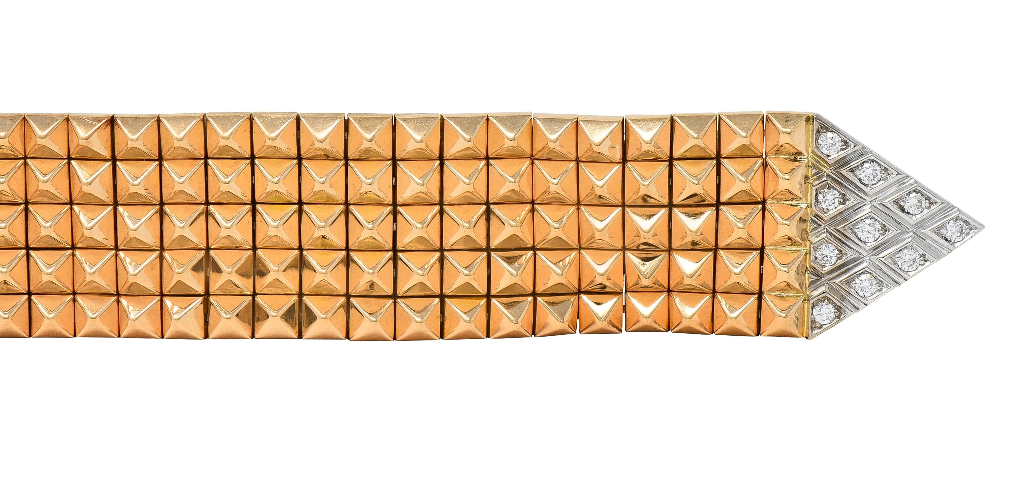 Mauboussin Paris Retro Diamond Platinum 18K Gold Vintage Mesh Bracelet