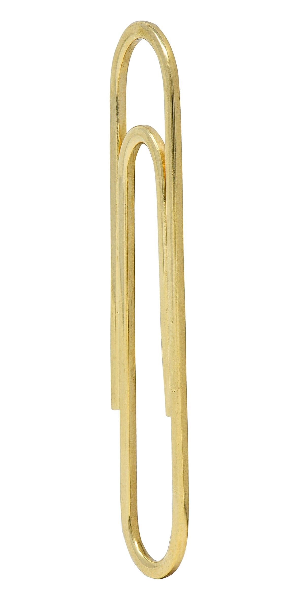 Kitsinian 1980's 14 Karat Yellow Gold Vintage Large Paperclip Pendant