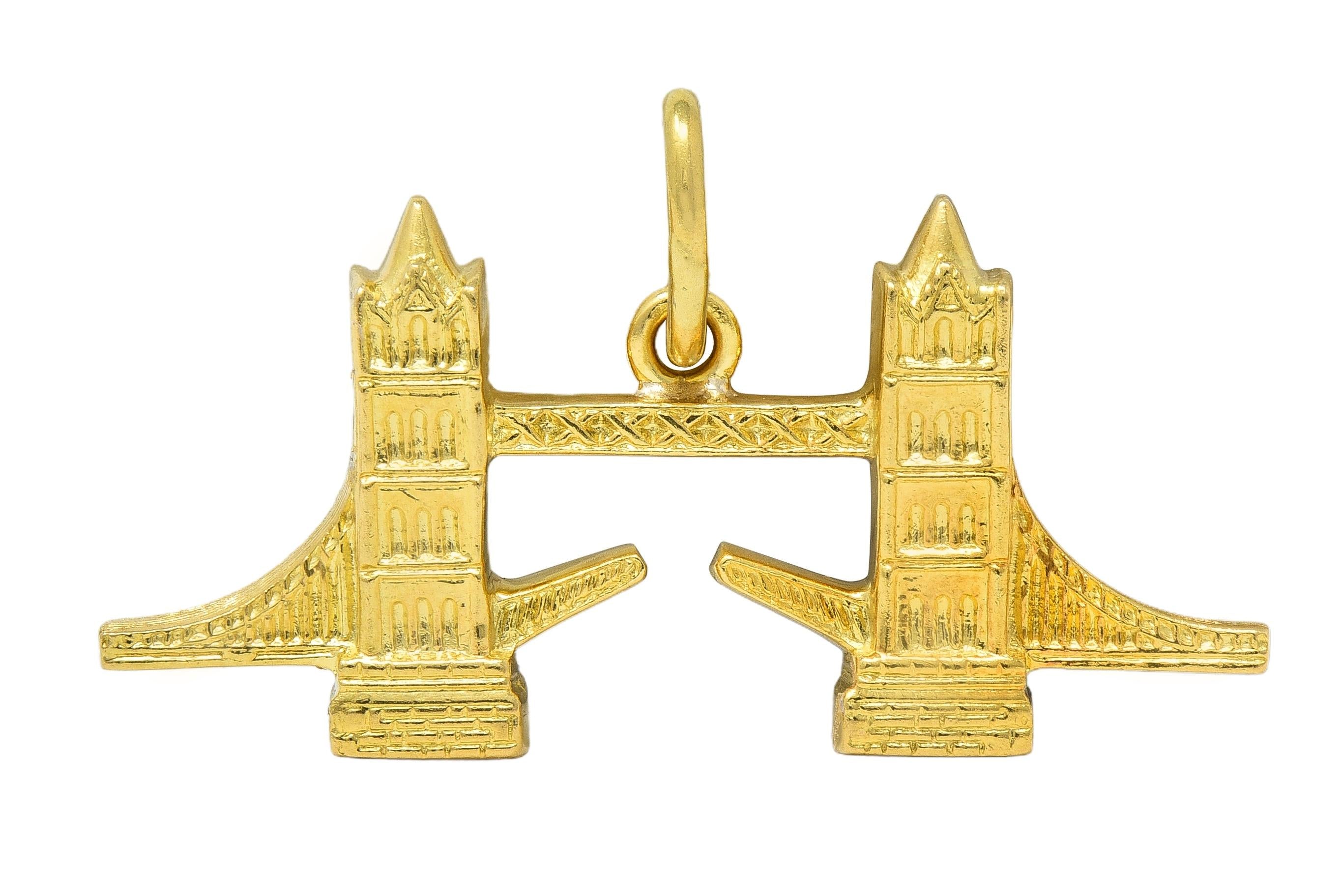1960's 18 Karat Yellow Gold Vintage Tower Bridge Pendant Charm