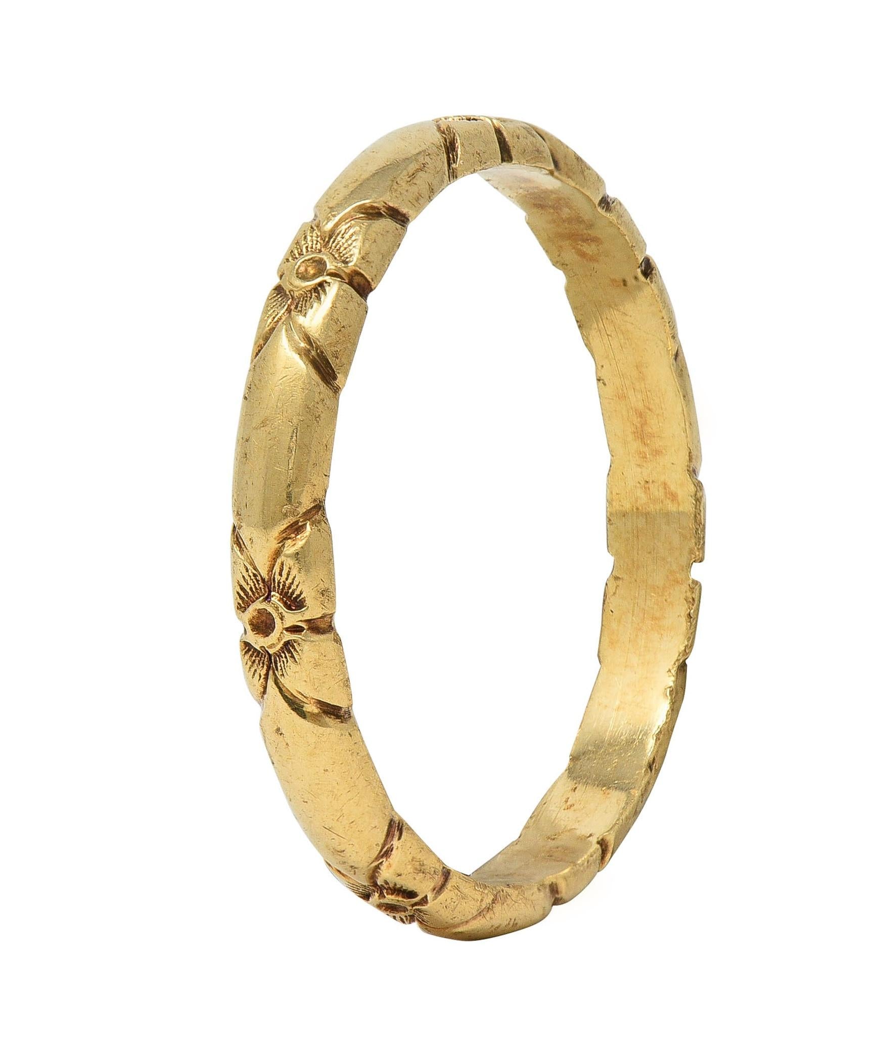 Art Deco 14 Karat Yellow Gold Antique Orange Blossom Wedding Band Ring