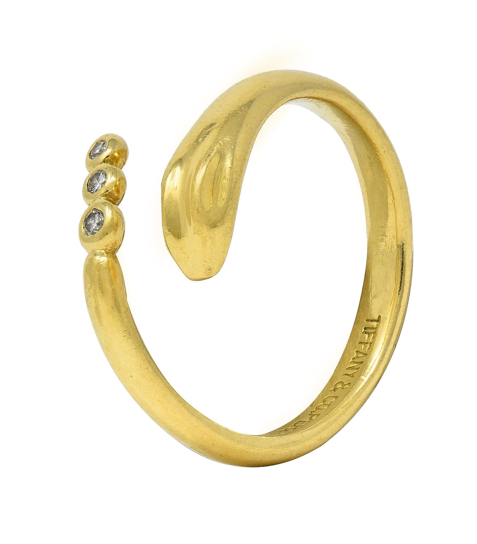 Elsa Peretti Tiffany & Co. Diamond 18 Karat Yellow Gold Snake Bypass Ring