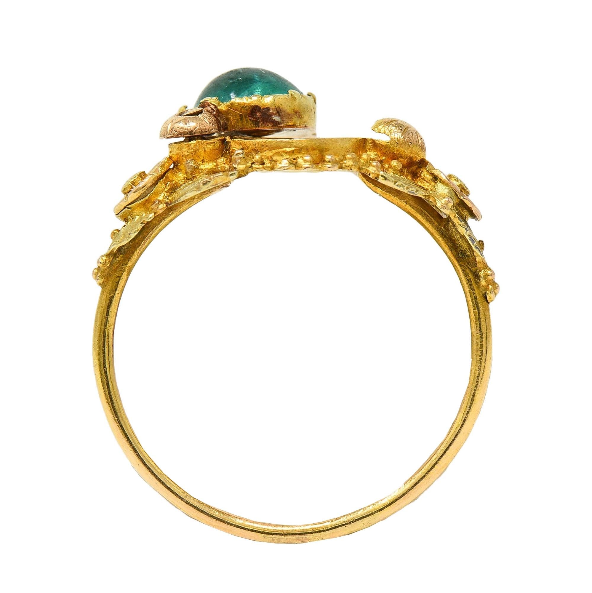 Georgian Emerald 22 Karat Gold Antique Napoleon Bonaparte Death Token Ring