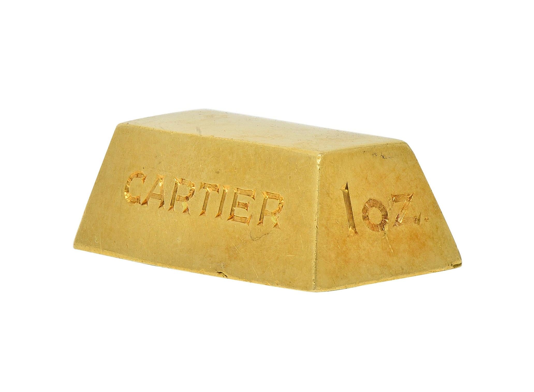 Cartier 1970's 18 Karat Yellow Gold Vintage 1 Ounce Gold Bar Ingot Pendant Charm