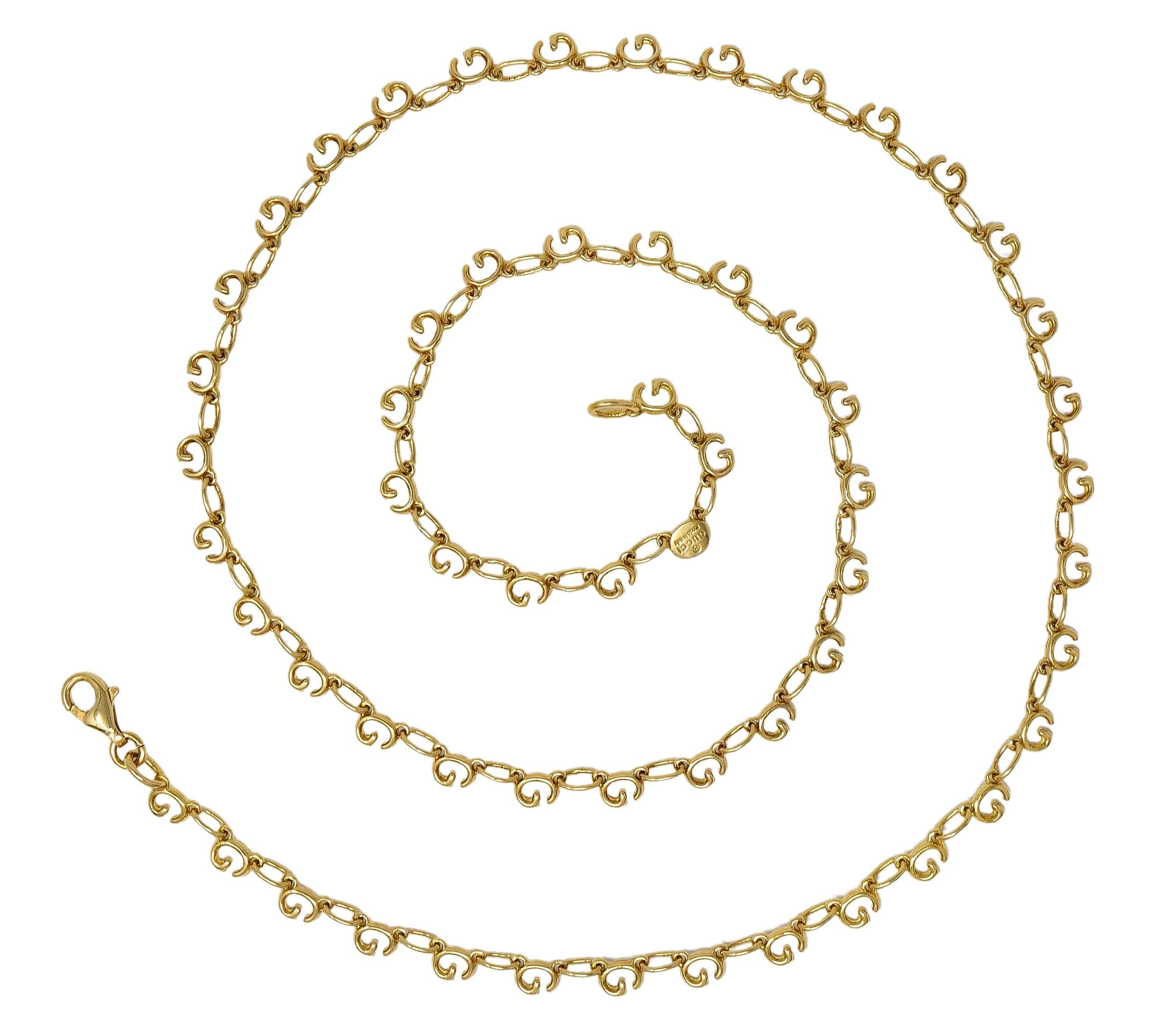 Gucci 2000's 18 Karat Yellow Gold G Chain Link Necklace