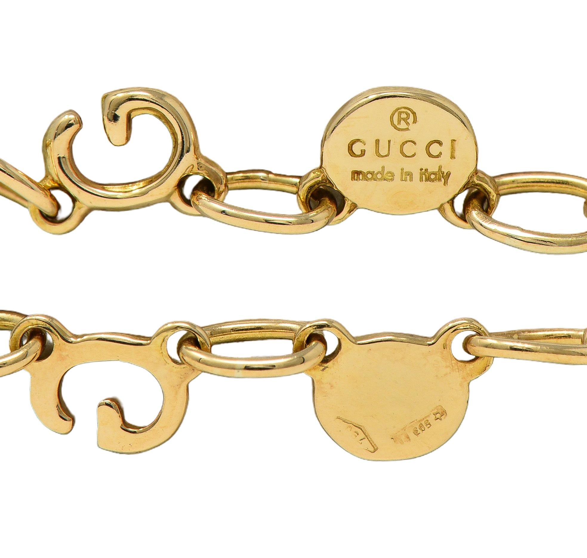 Gucci 2000's 18 Karat Yellow Gold G Chain Link Necklace