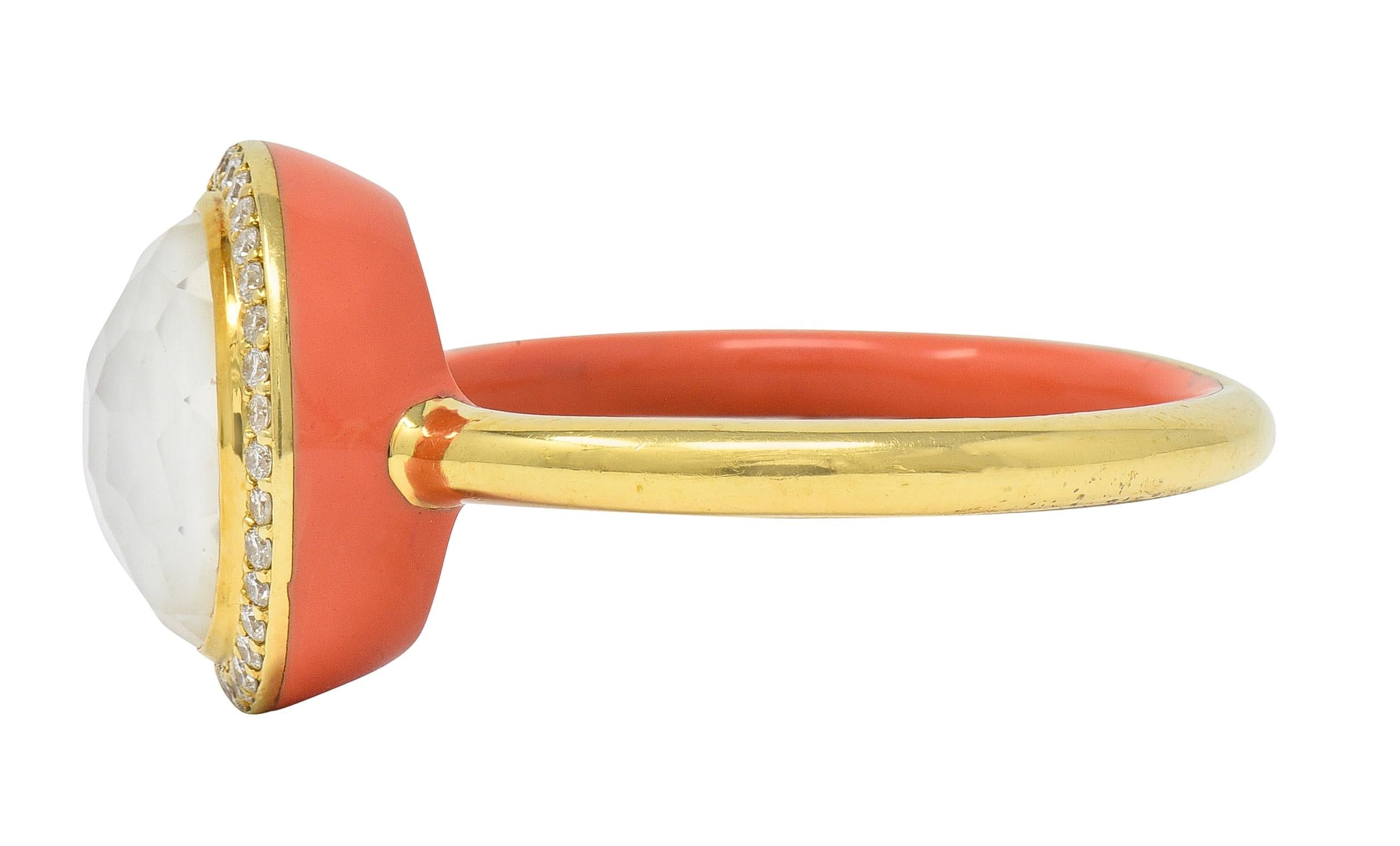 Ippolita Contemporary Diamond Mother-Of-Pearl Quartz Enamel 18K Lollipop Ring