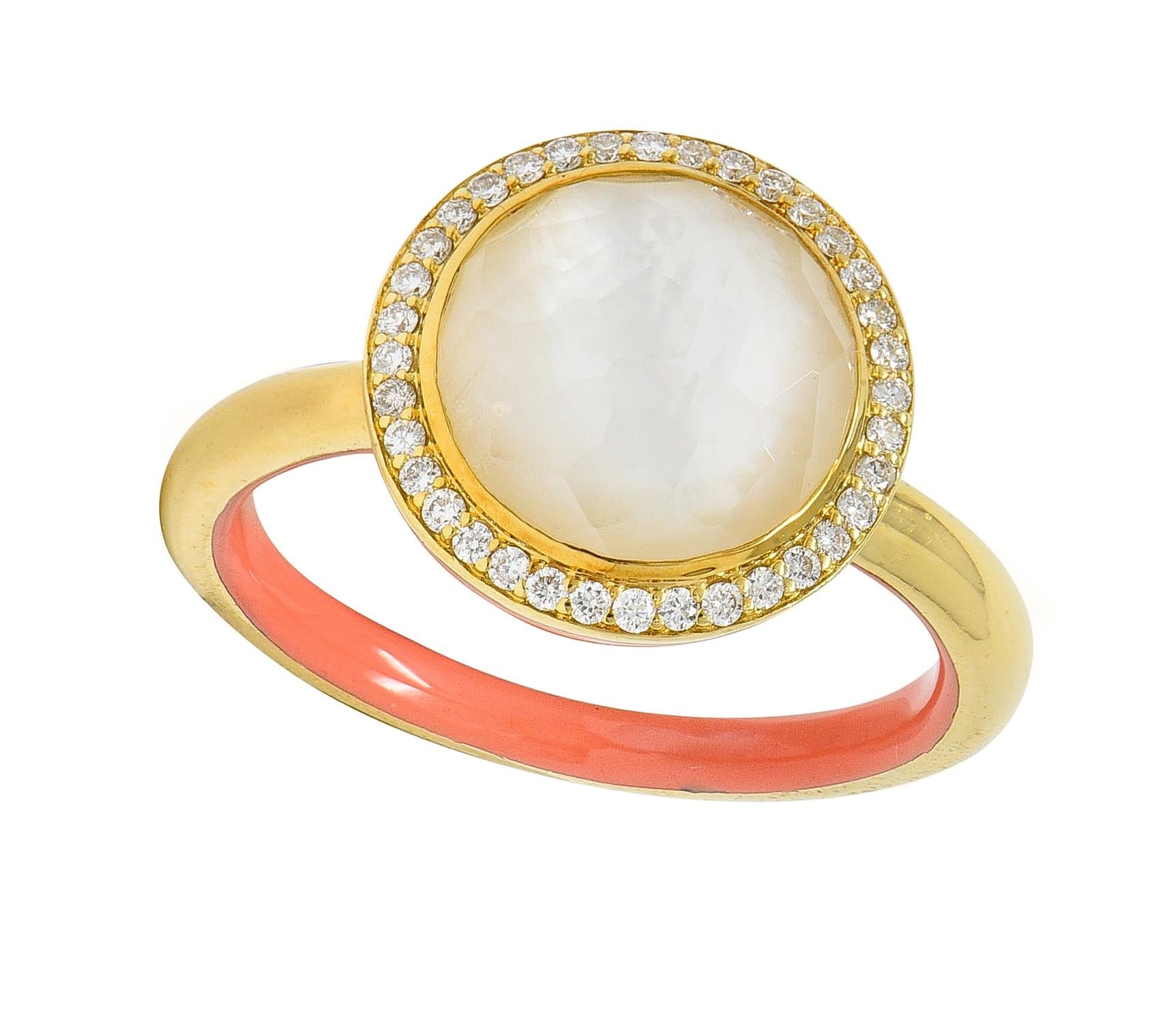 Ippolita Contemporary Diamond Mother-Of-Pearl Quartz Enamel 18K Lollipop Ring
