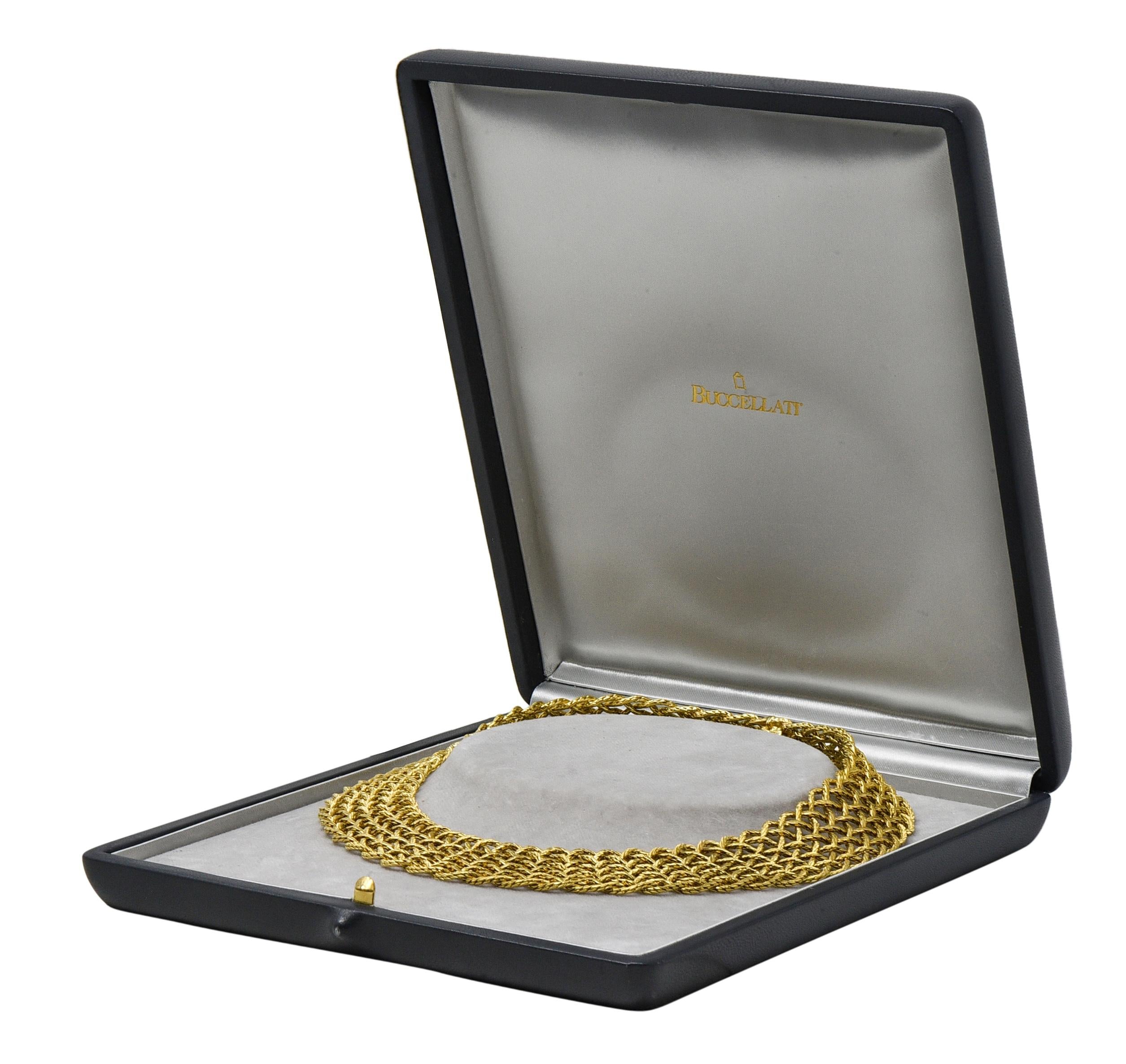 Buccellati 18 Karat Yellow Gold Vintage Woven Crepe de Chine Collar Necklace