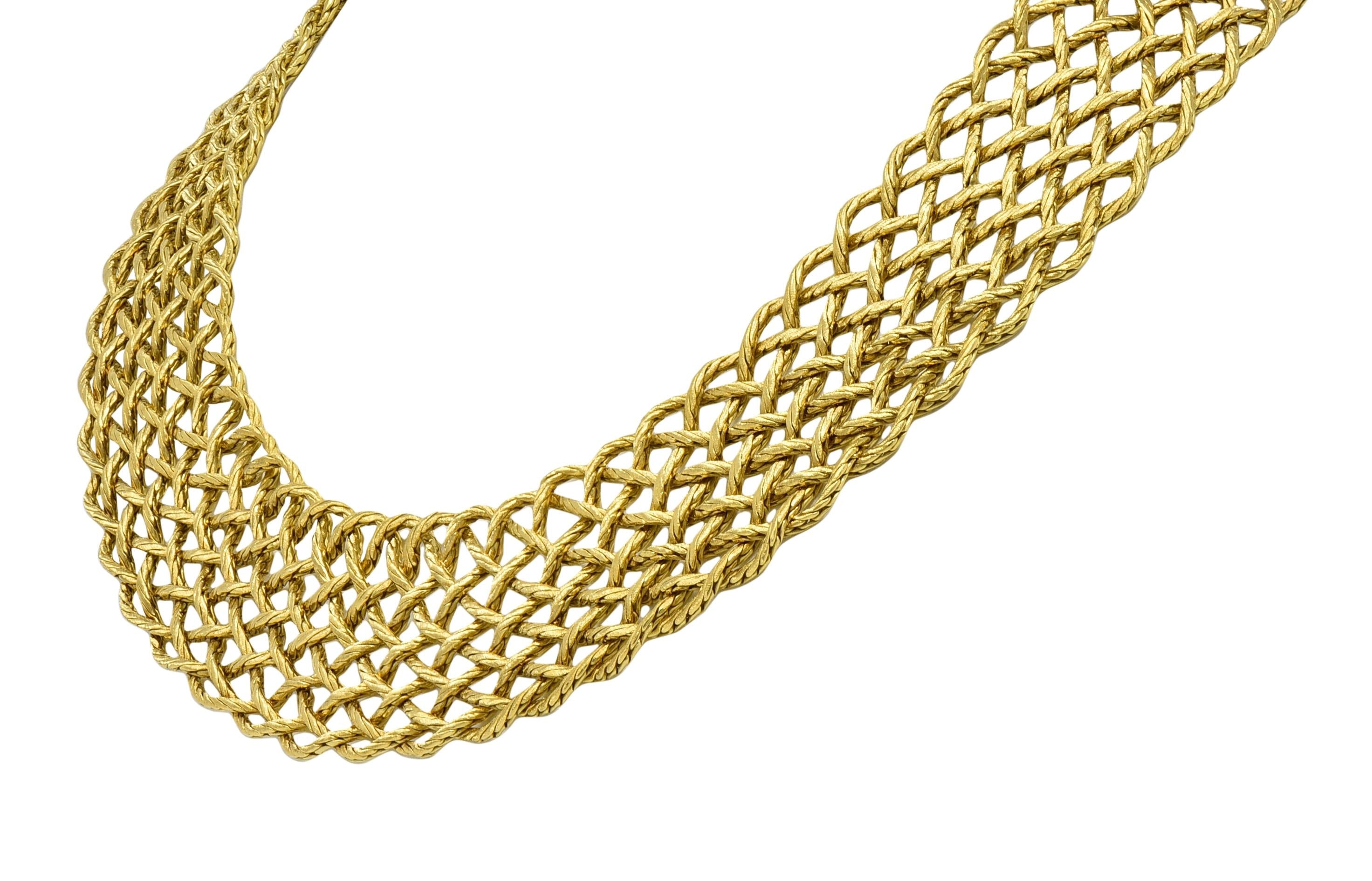 Buccellati 18 Karat Yellow Gold Vintage Woven Crepe de Chine Collar Necklace