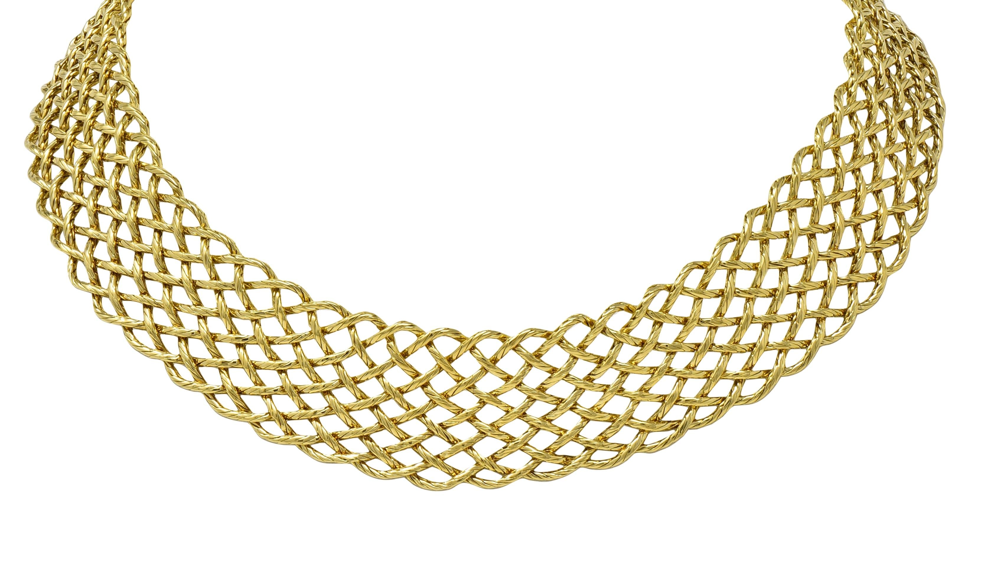 Buccellati 18 Karat Yellow Gold Vintage Woven Crepe de Chine Collar Necklace