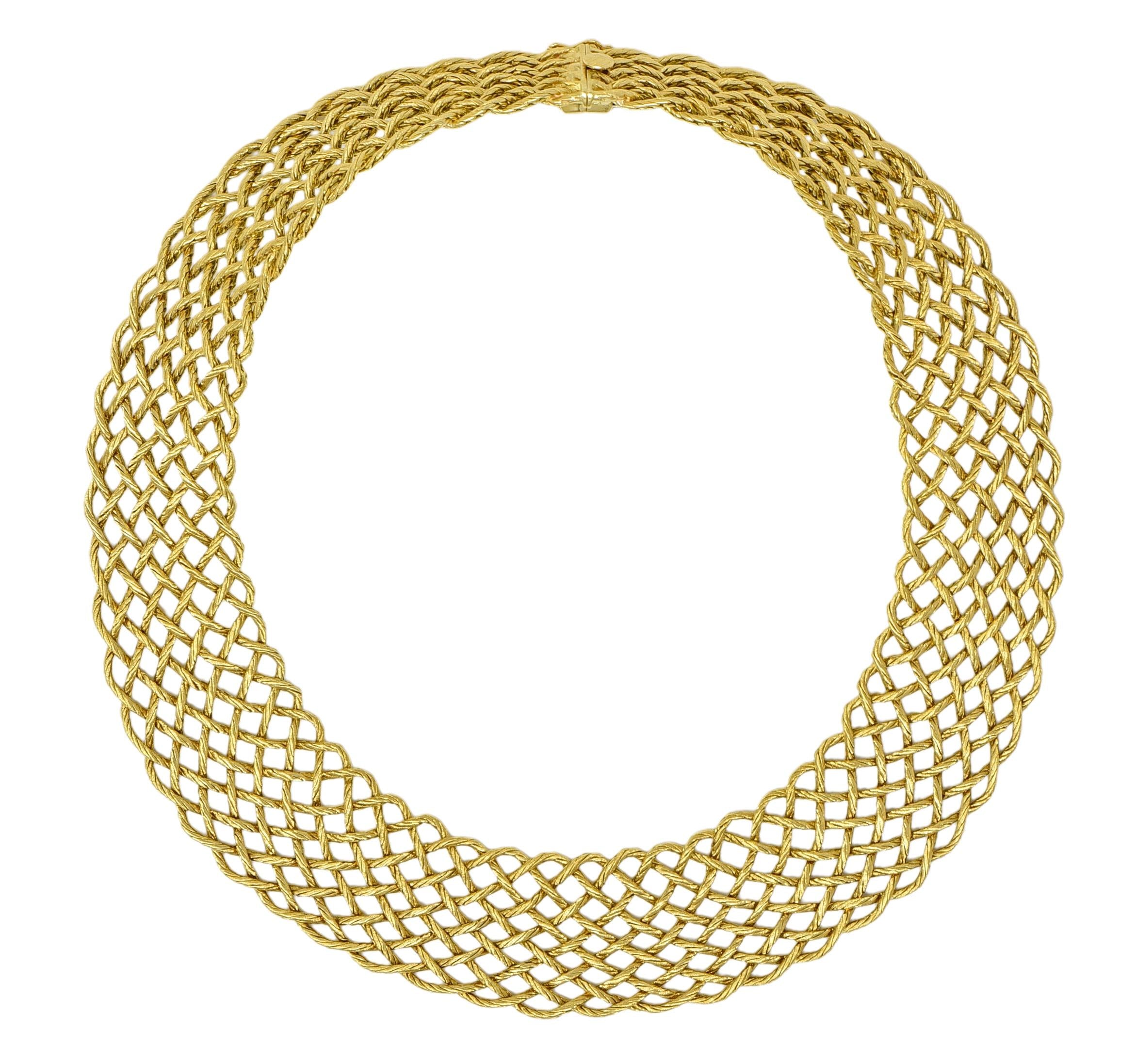 Buccellati 18 Karat Yellow Gold Vintage Woven Crepe de Chine Collar Necklace