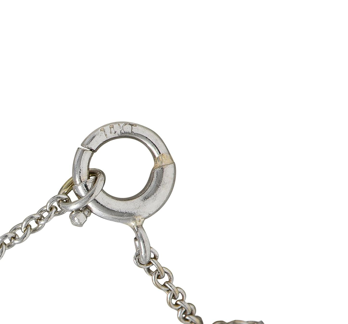 Edwardian 1.55 CTW Diamond Platinum 14K Gold Antique Floral Pendant Necklace