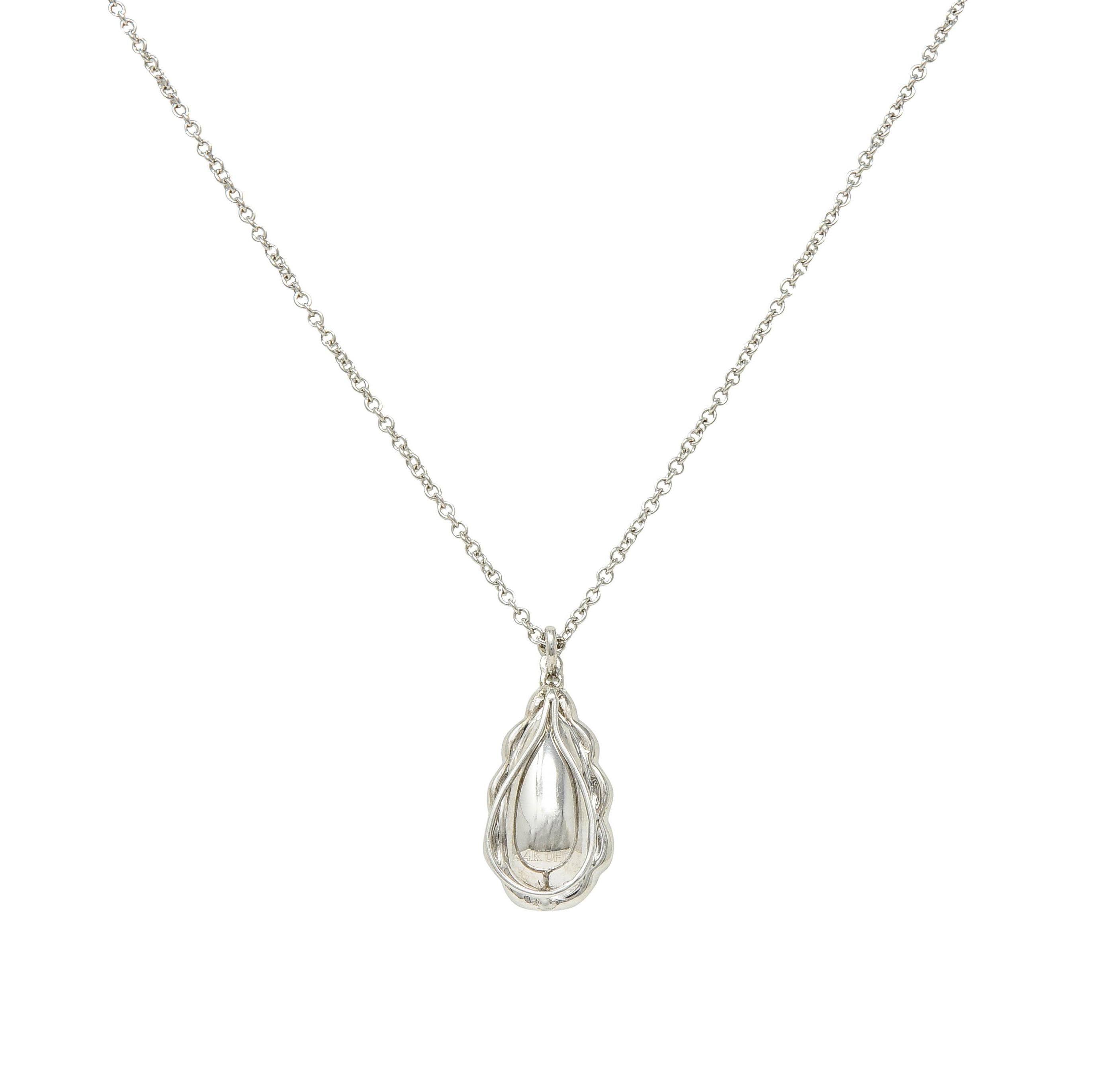 Contemporary 4.42 CTW Aquamarine Diamond 14 Karat White Gold Pendant Necklace