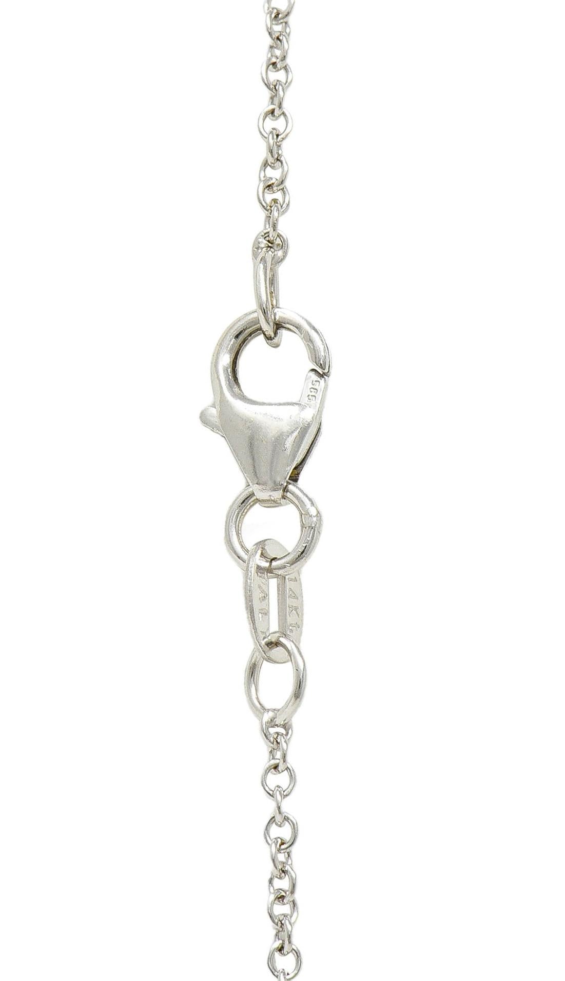 Contemporary 4.42 CTW Aquamarine Diamond 14 Karat White Gold Pendant Necklace