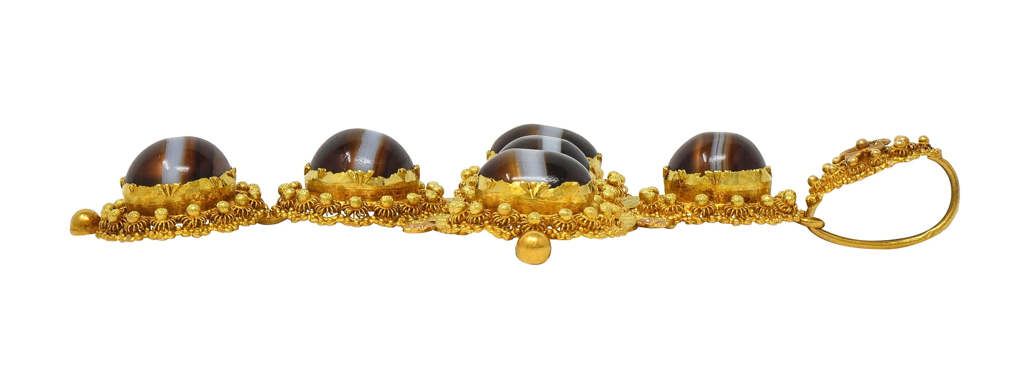 Victorian Etruscan Revival Sardonyx 18K Gold Antique Cross Pendant