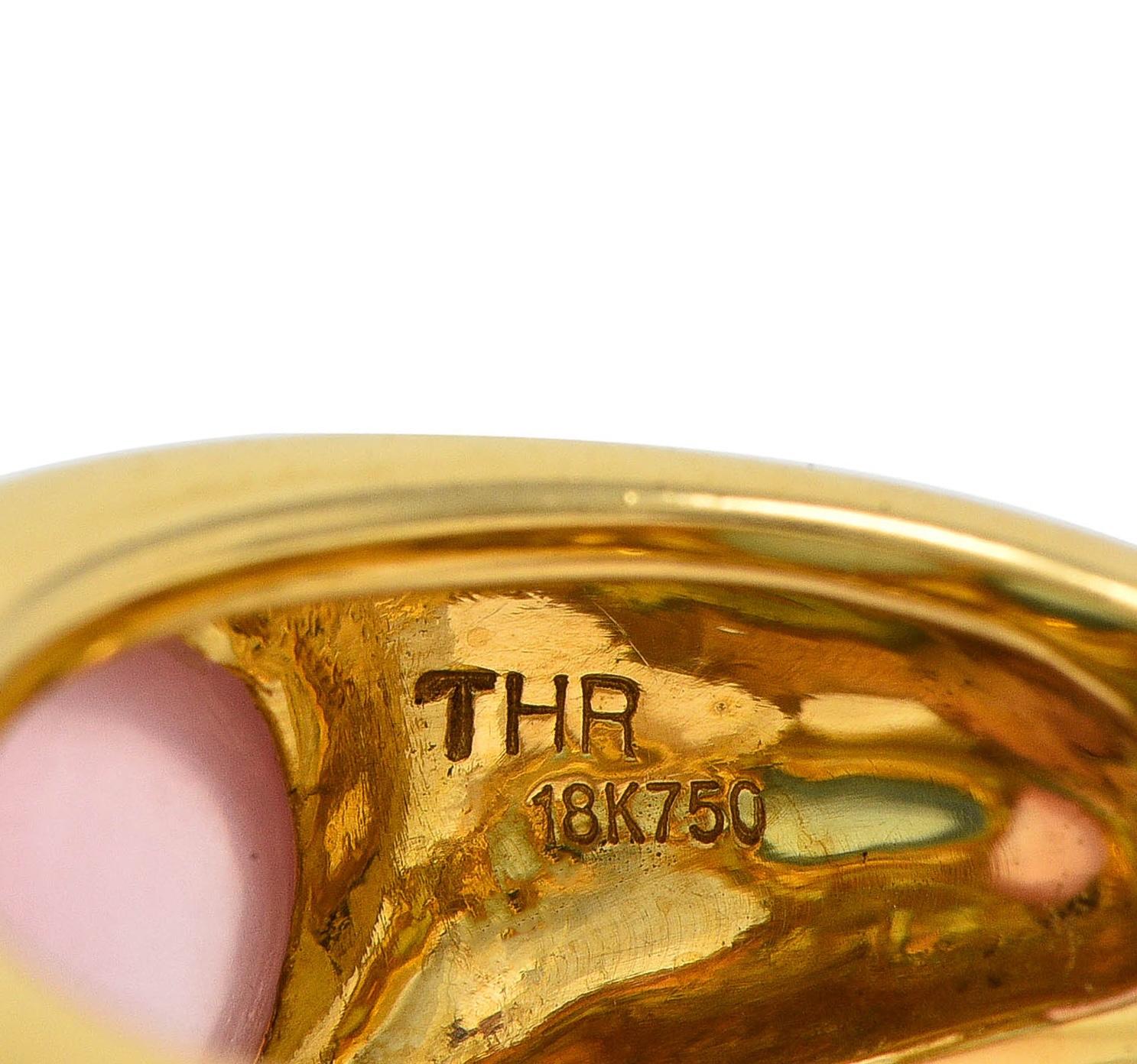 1980's Multi-Quartz 18 Karat Yellow Gold Vintage Three Stone Bubble Ring