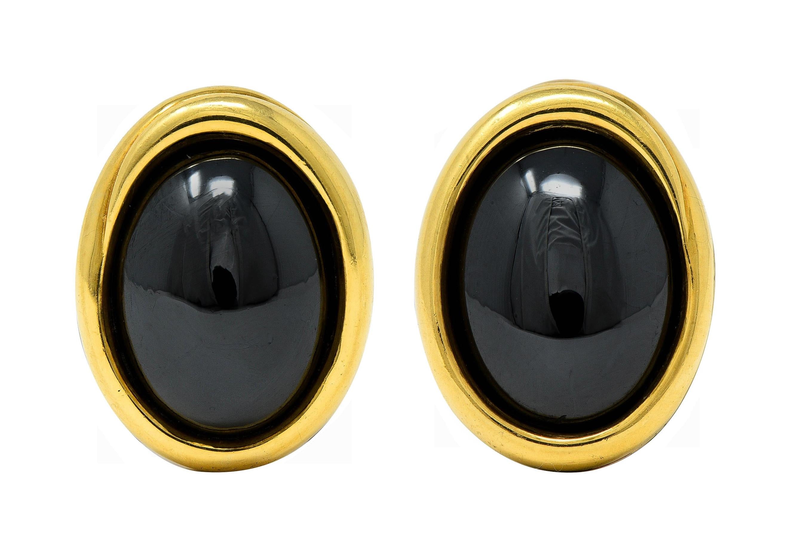 Angela Cummings Tiffany & Co. 1981 Hematite 18K Gold Vintage Ear-Clip Earrings