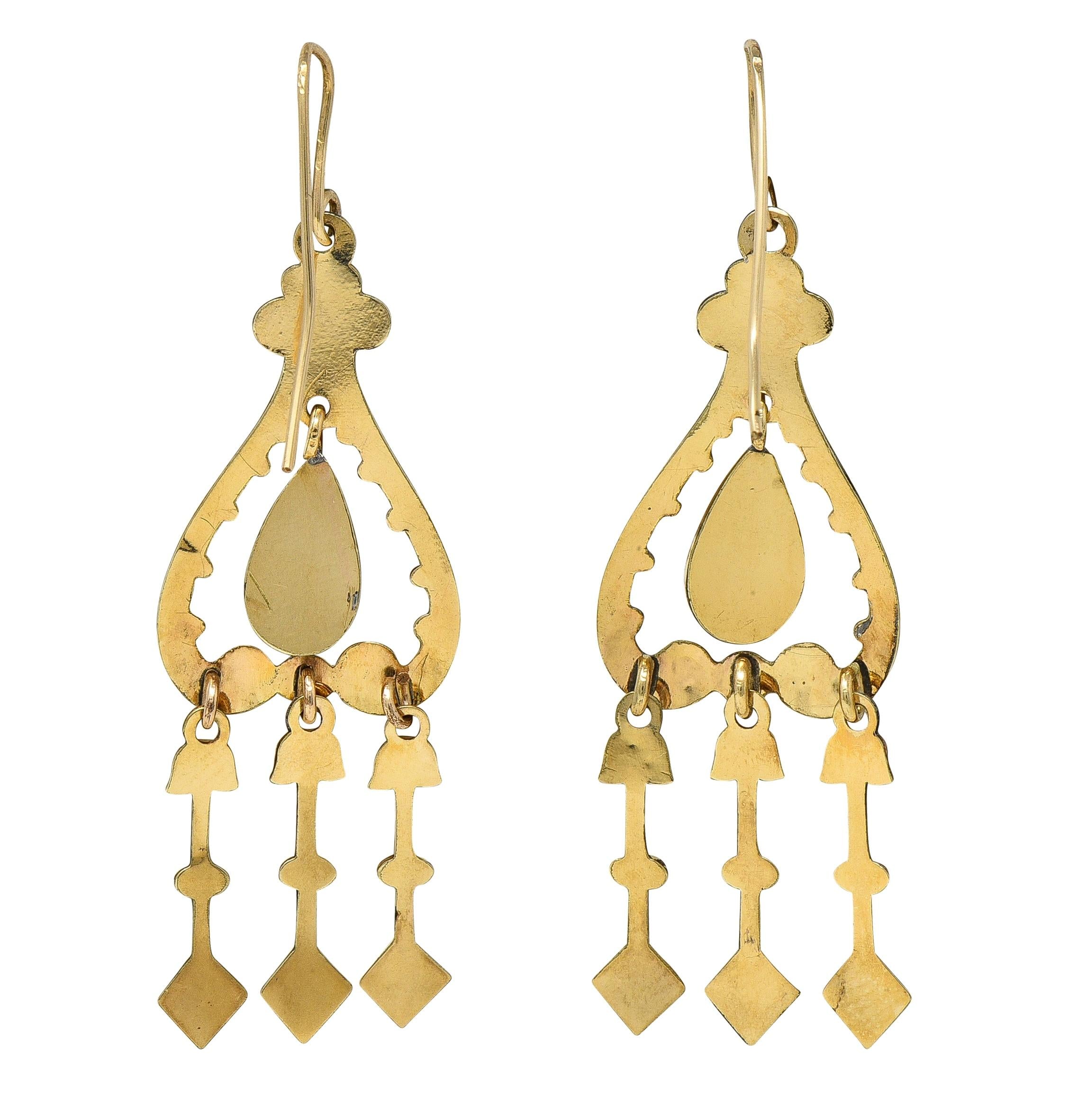 Victorian 14 Karat Yellow Gold Fringe Antique Drop Earrings