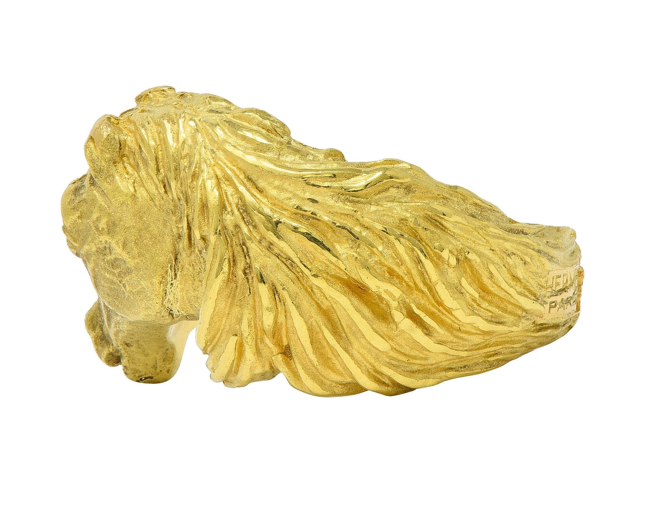 Hermès Paris 18 Karat Yellow Gold Vintage 1960's Horse Animal Ring