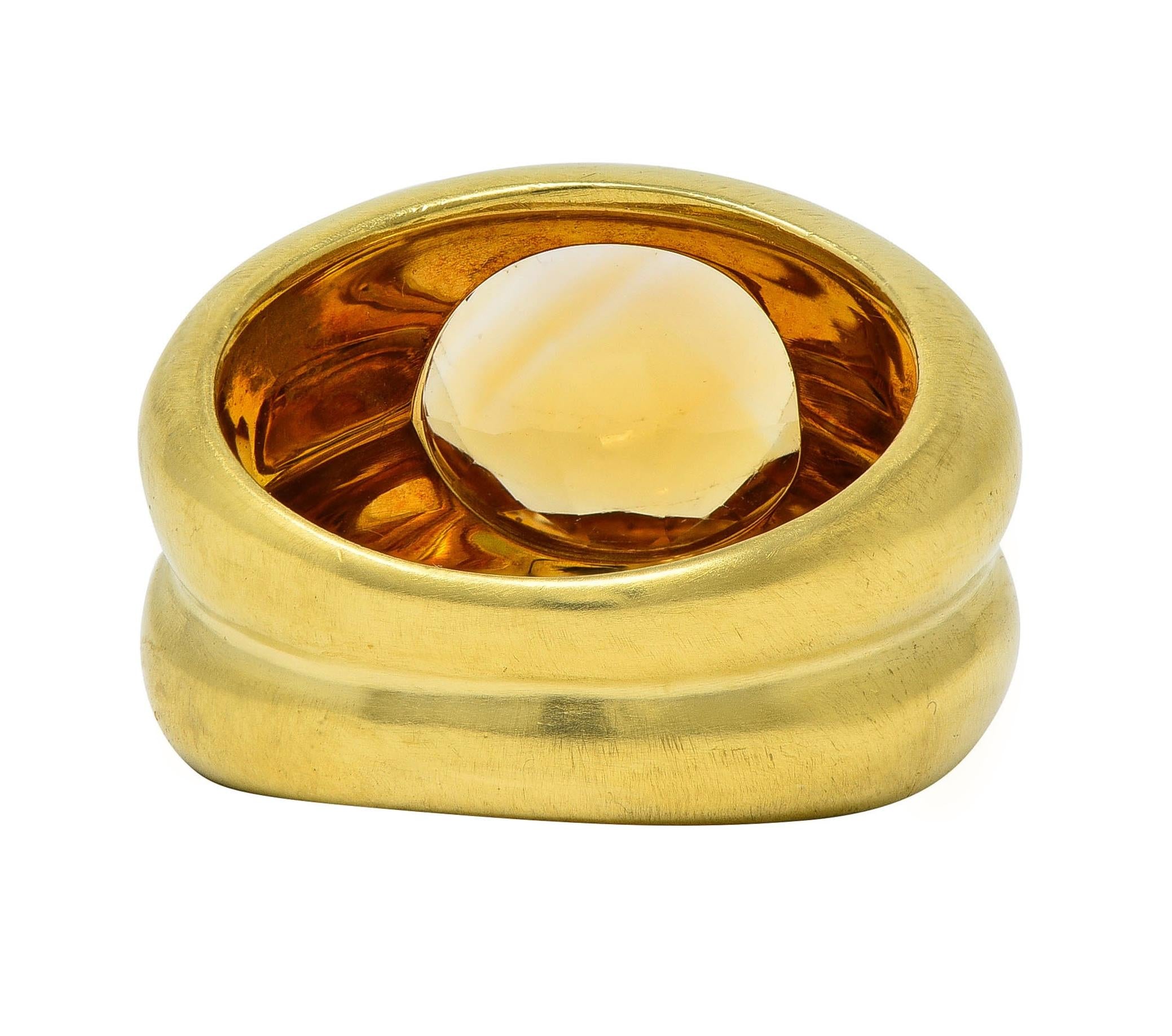 Tiffany & Co. 1980's 3.20 CTW Citrine 18 Karat Yellow Gold Puffy Vintage Ring