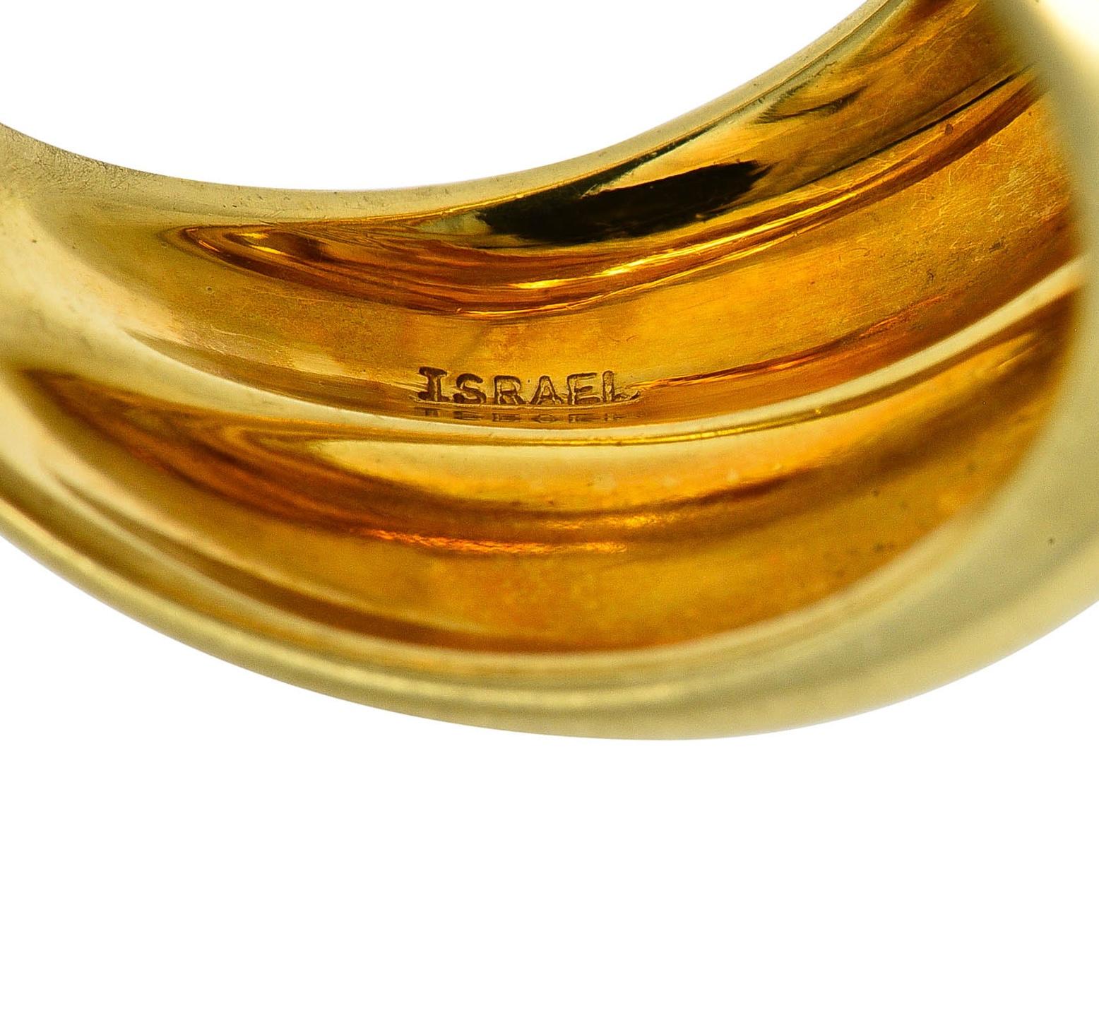 Tiffany & Co. 1980's 3.20 CTW Citrine 18 Karat Yellow Gold Puffy Vintage Ring