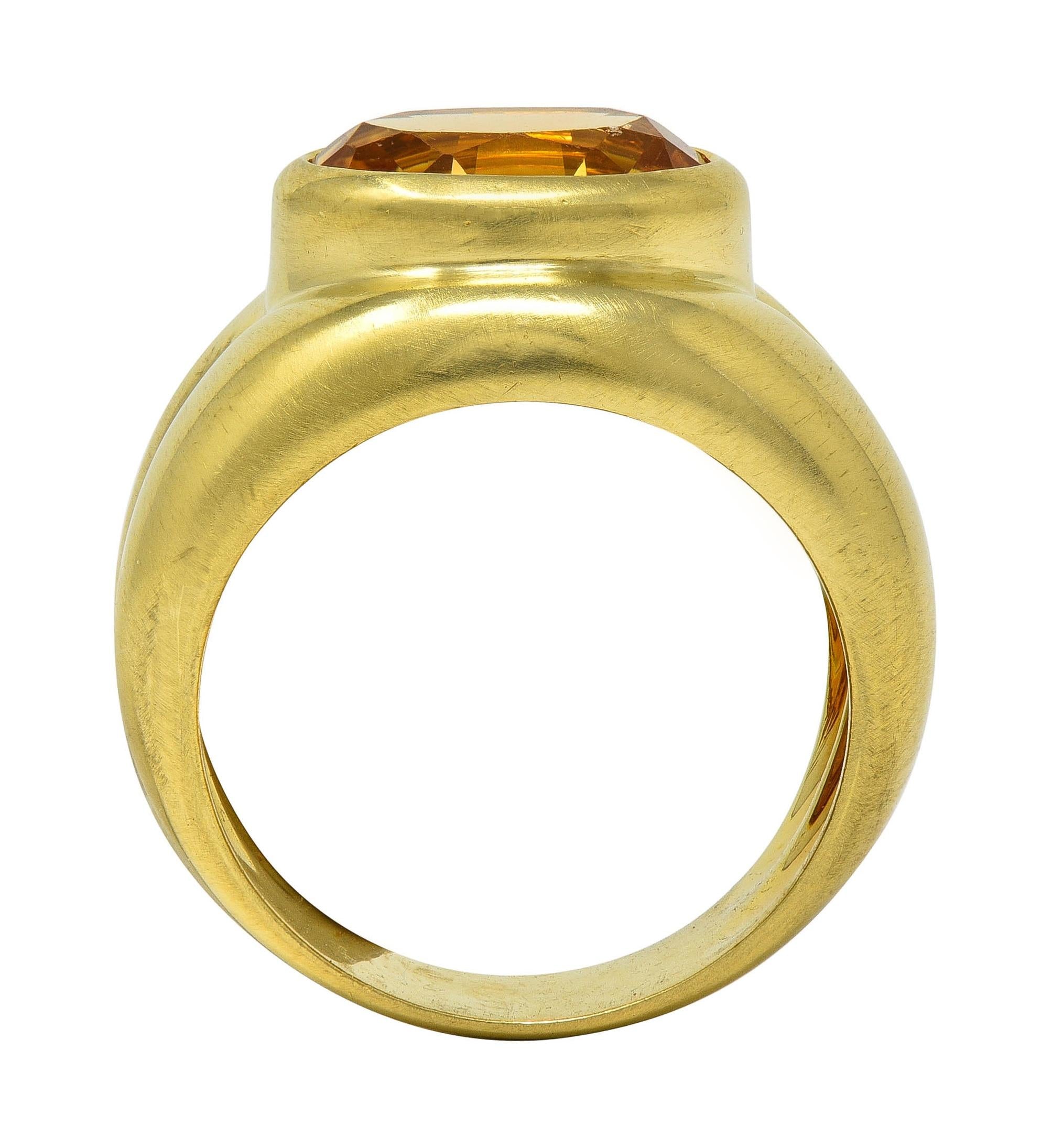 Tiffany & Co. 1980's 3.20 CTW Citrine 18 Karat Yellow Gold Puffy Vintage Ring