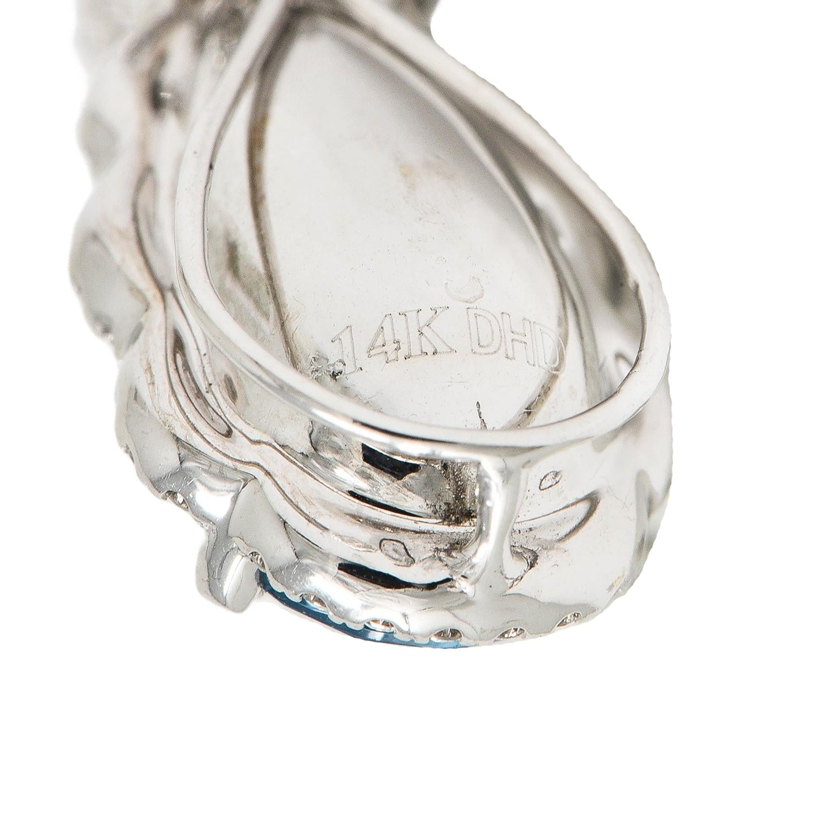 Contemporary 4.42 CTW Aquamarine Diamond 14 Karat White Gold Pendant Necklace