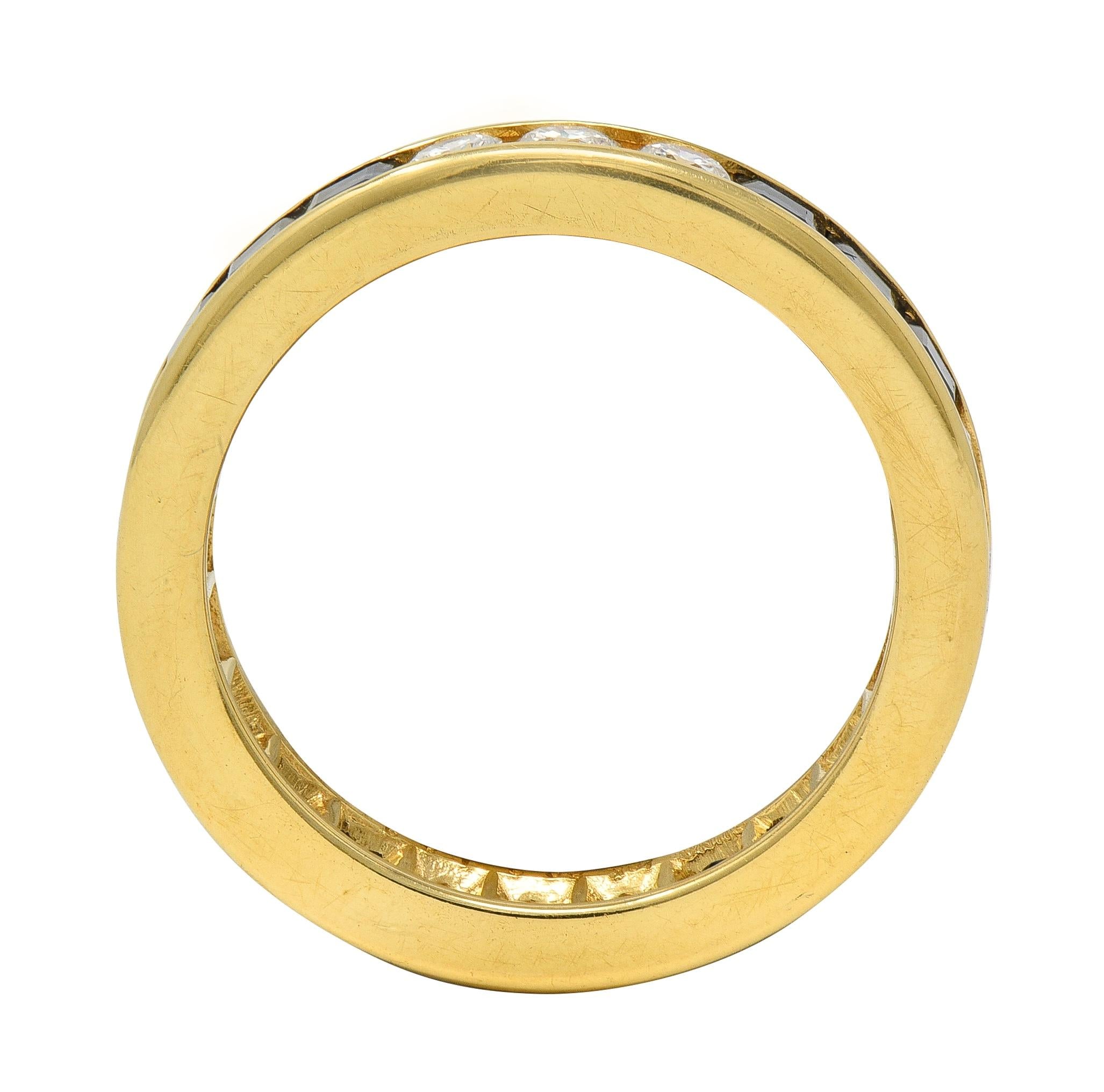 Contemporary 3.00 CTW Diamond Sapphire 18K Gold Eternity Channel Band Ring