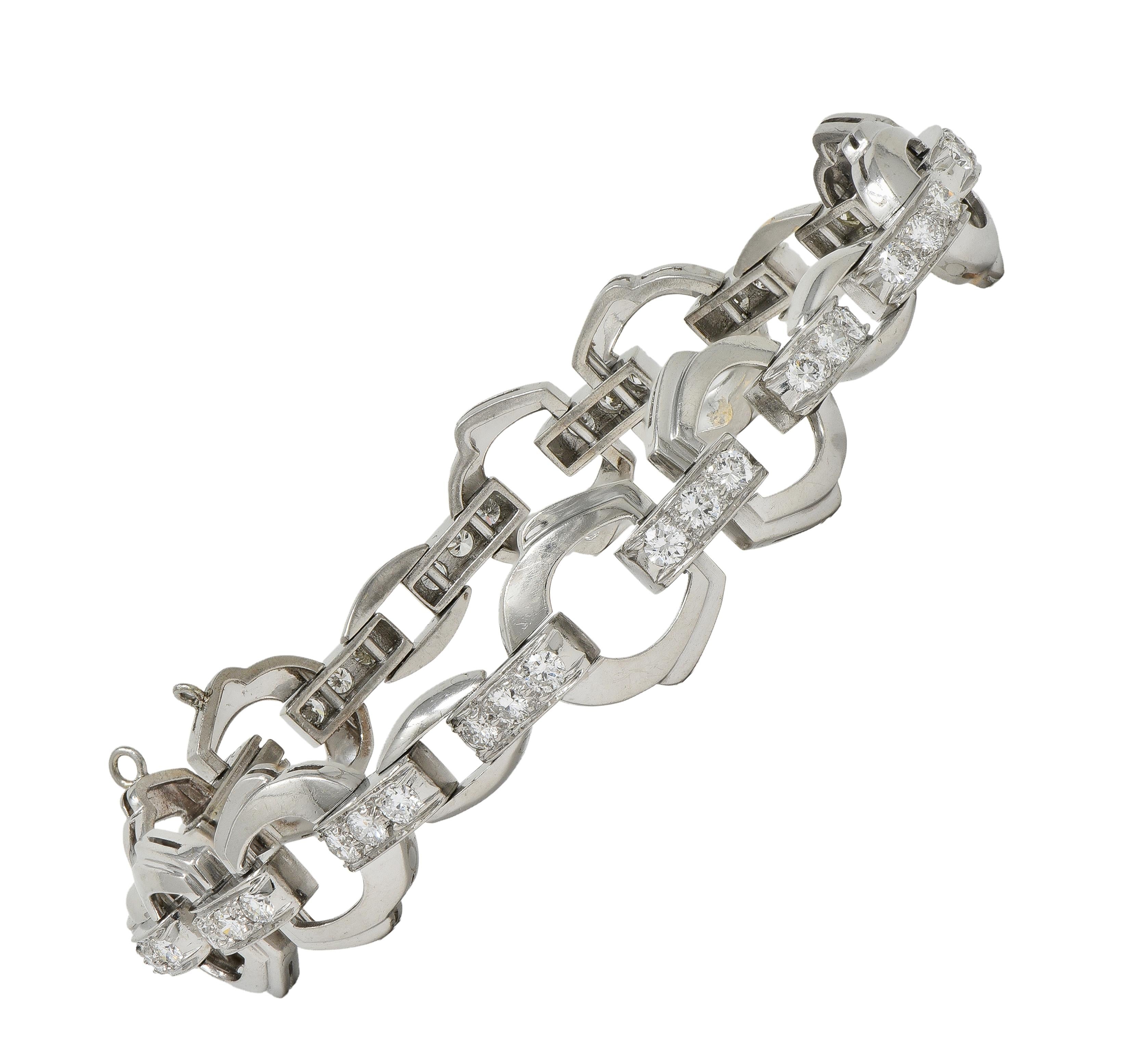 Bailey Banks & Biddle Deco 2.25 CTW Diamond Platinum Vintage Stirrup Bracelet