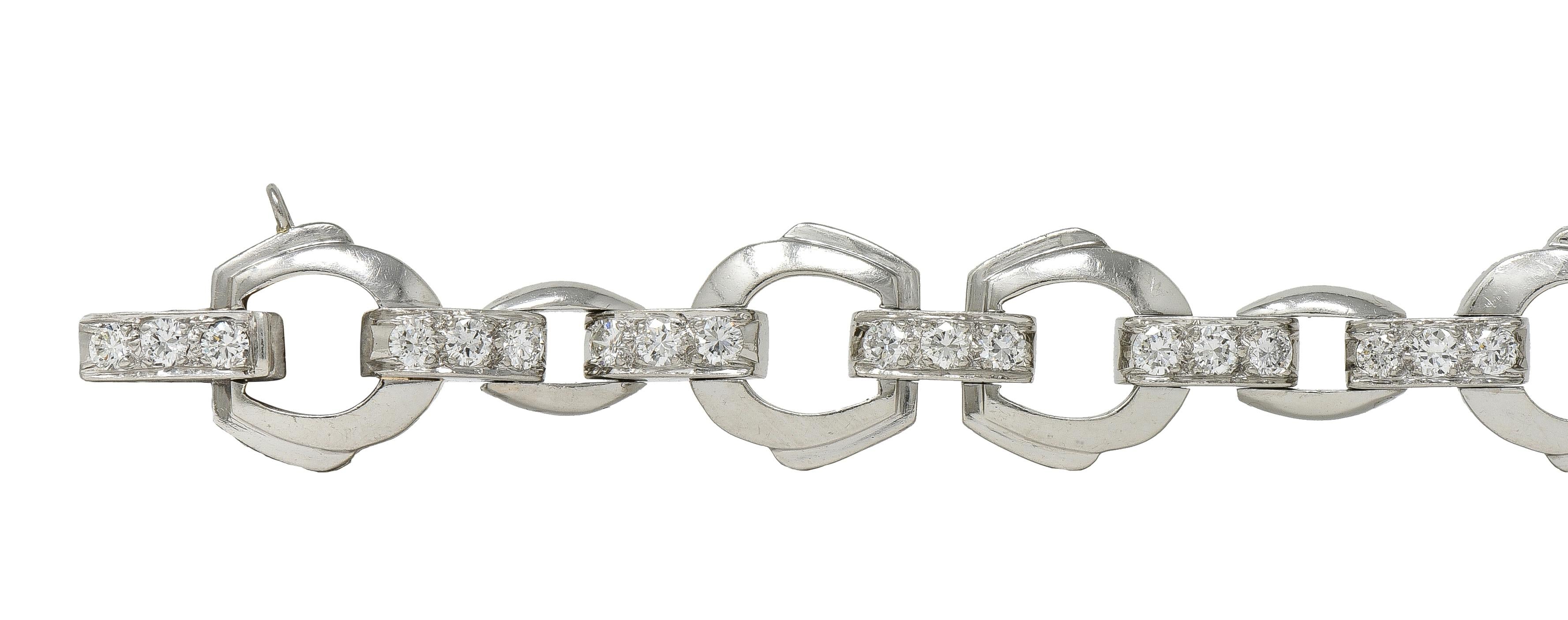 Bailey Banks & Biddle Deco 2.25 CTW Diamond Platinum Vintage Stirrup Bracelet