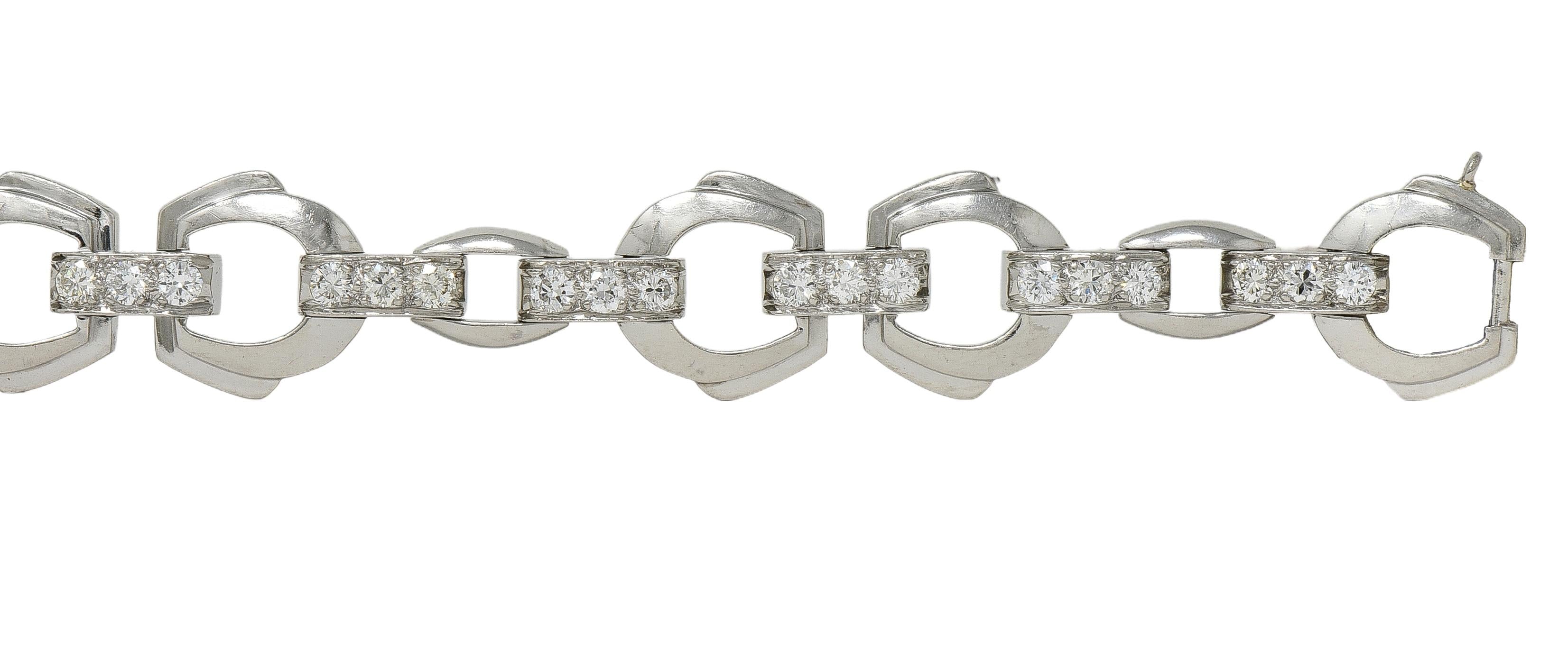 Bailey Banks & Biddle Deco 2.25 CTW Diamond Platinum Vintage Stirrup Bracelet