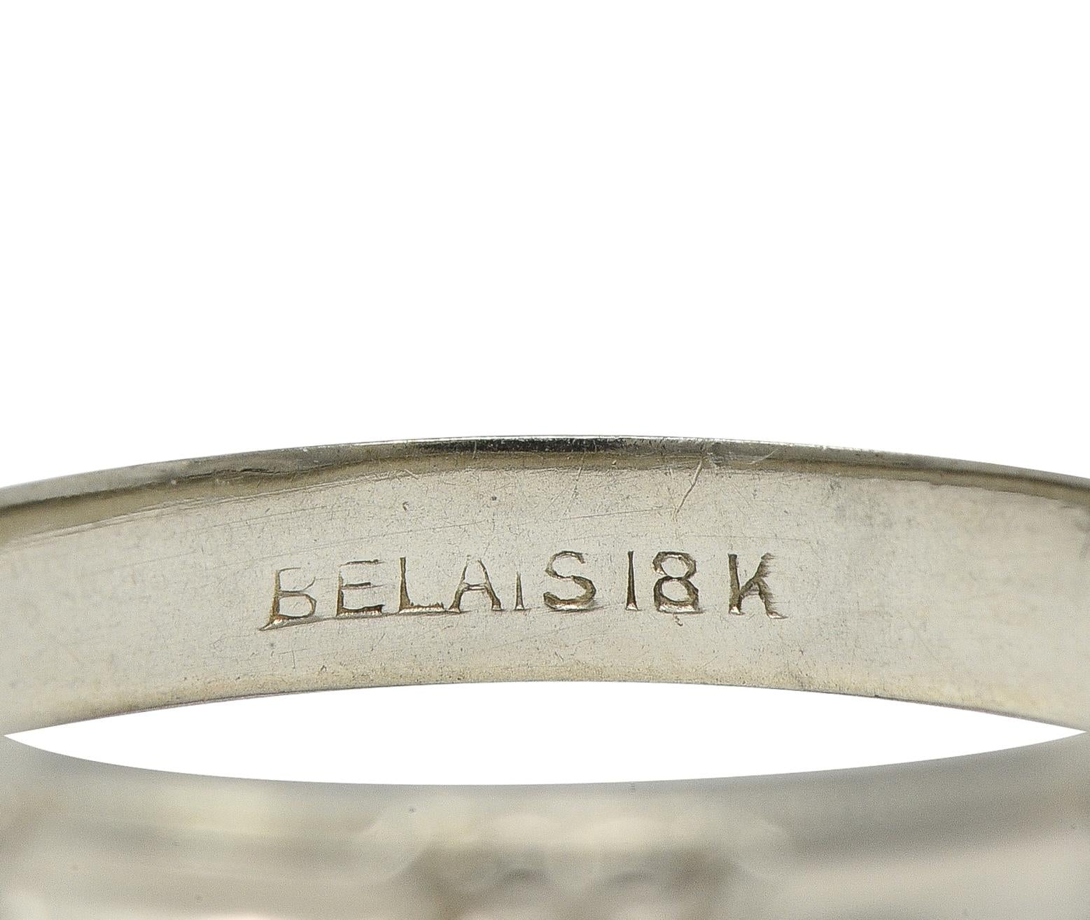 Belais Art Deco 18 Karat White Gold Vintage Orange Blossom Wedding Band Ring