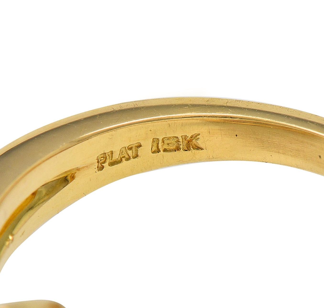 Oscar Heyman Trilliant Cut Diamond Ruby Platinum 18K Gold Triangle Halo Ring