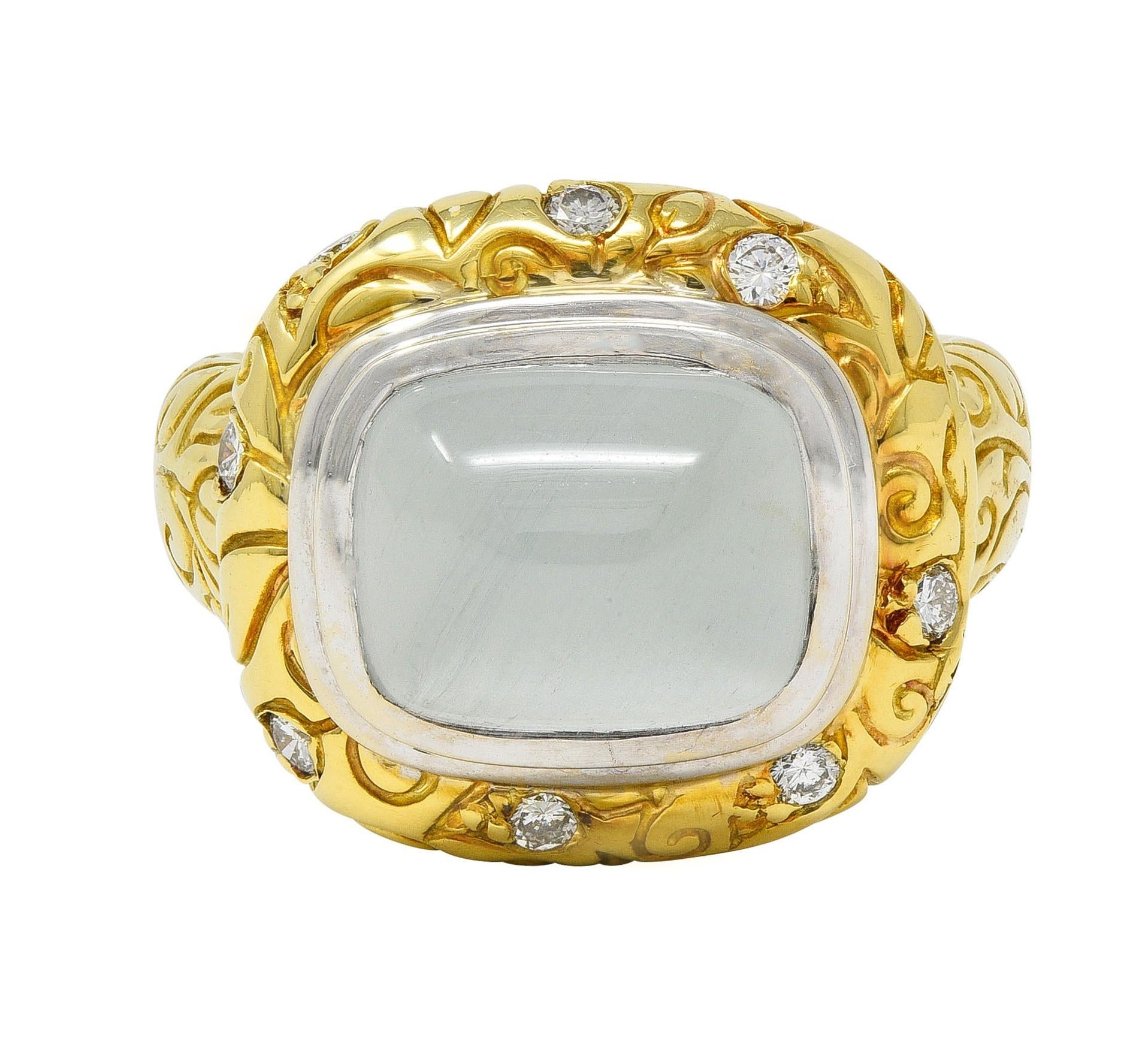 SeidenGang 2000's Chalcedony Diamond 18 Karat Gold Scrolling Foliate Ring