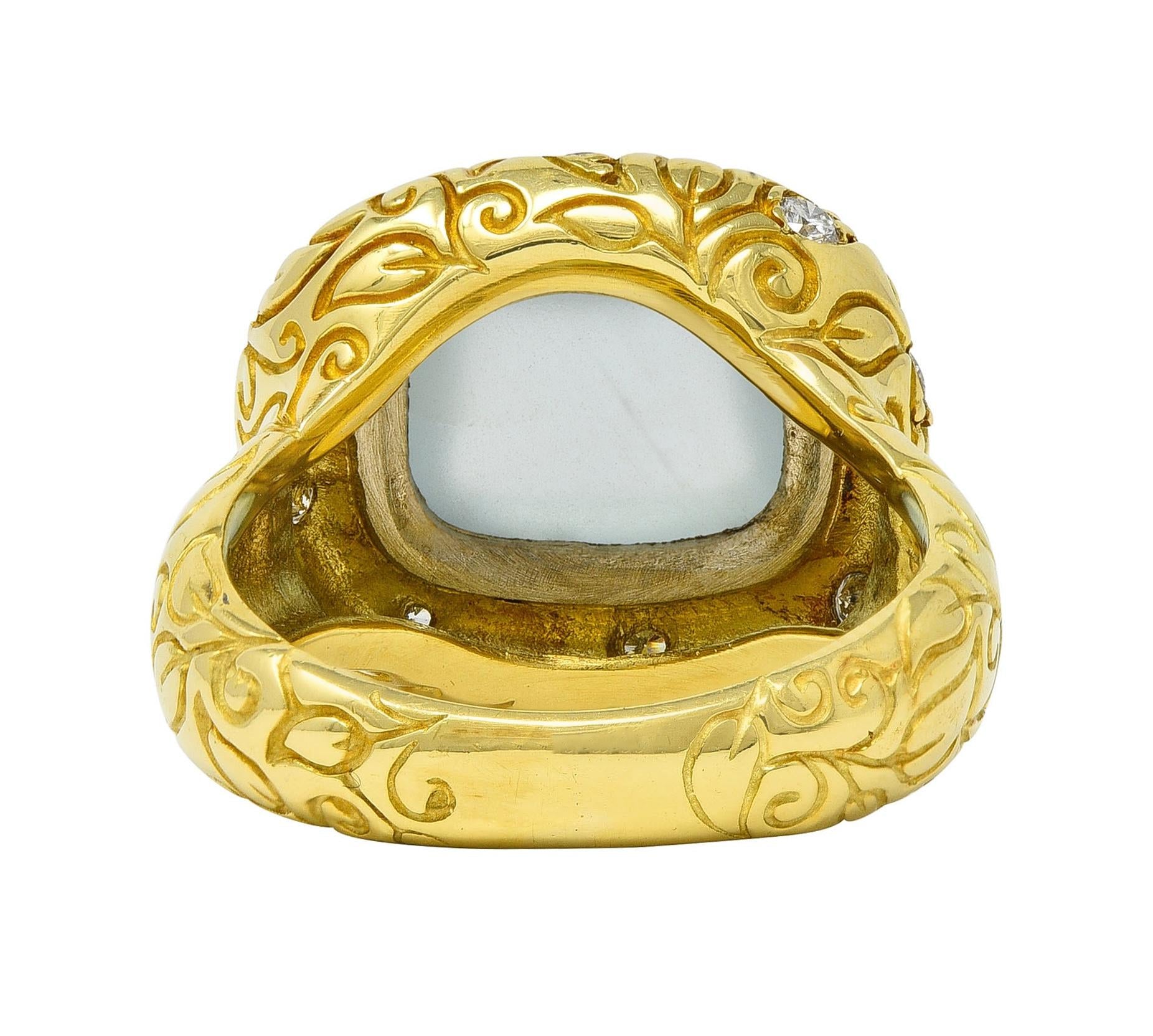 SeidenGang 2000's Chalcedony Diamond 18 Karat Gold Scrolling Foliate Ring