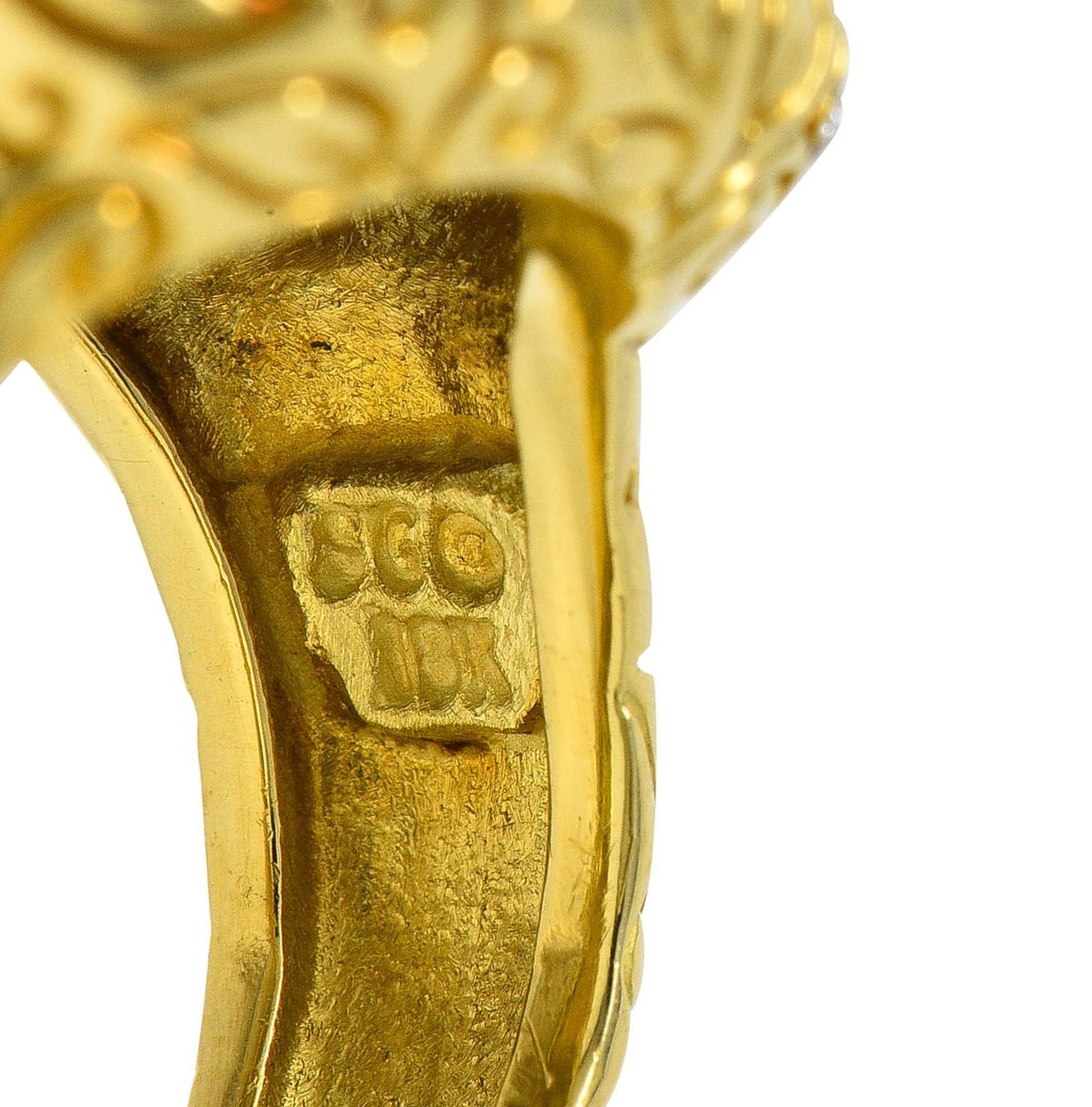 SeidenGang 2000's Chalcedony Diamond 18 Karat Gold Scrolling Foliate Ring