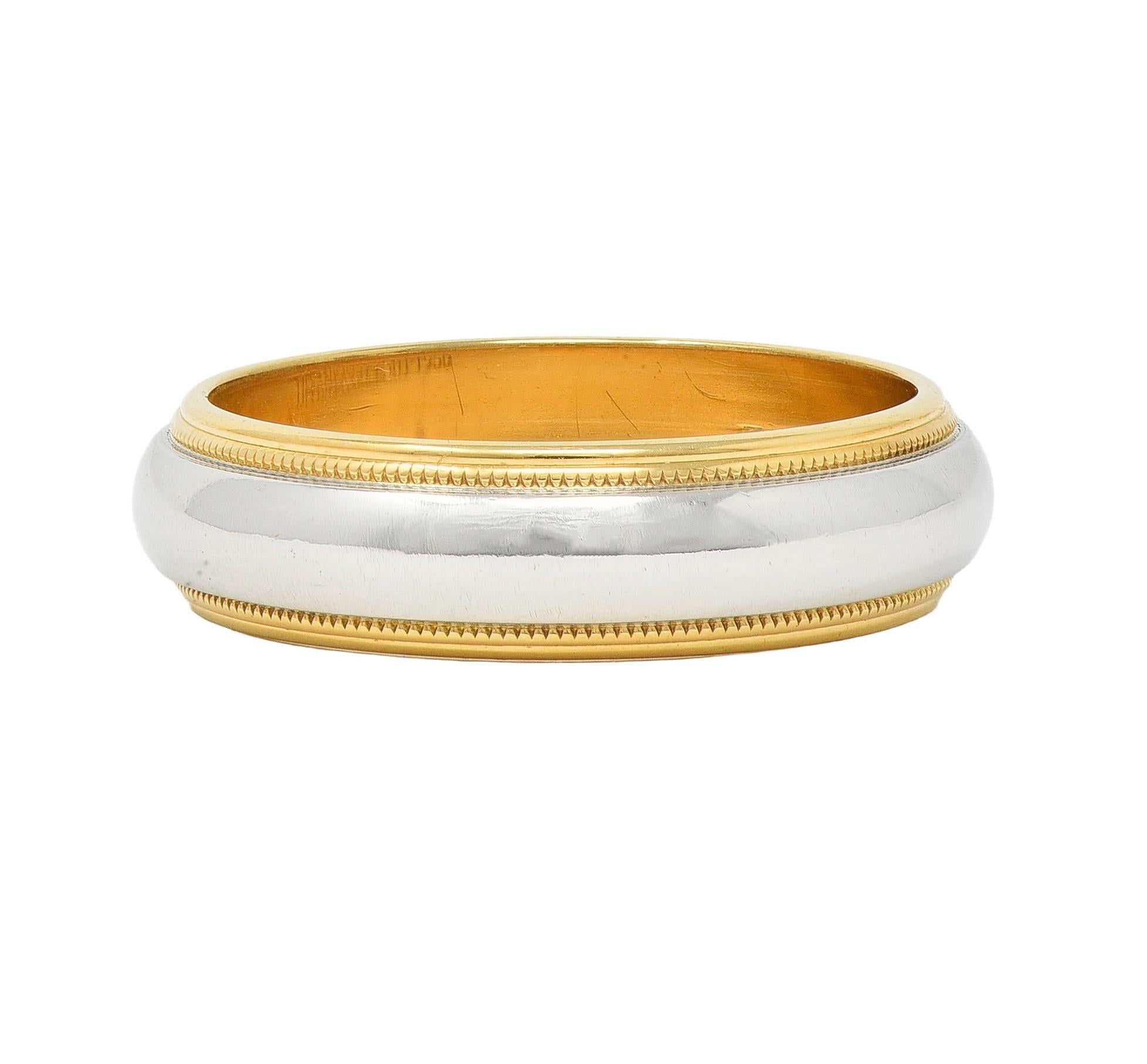 Tiffany & Co. Platinum 18 Karat Yellow Gold Contemporary Wedding Band Ring