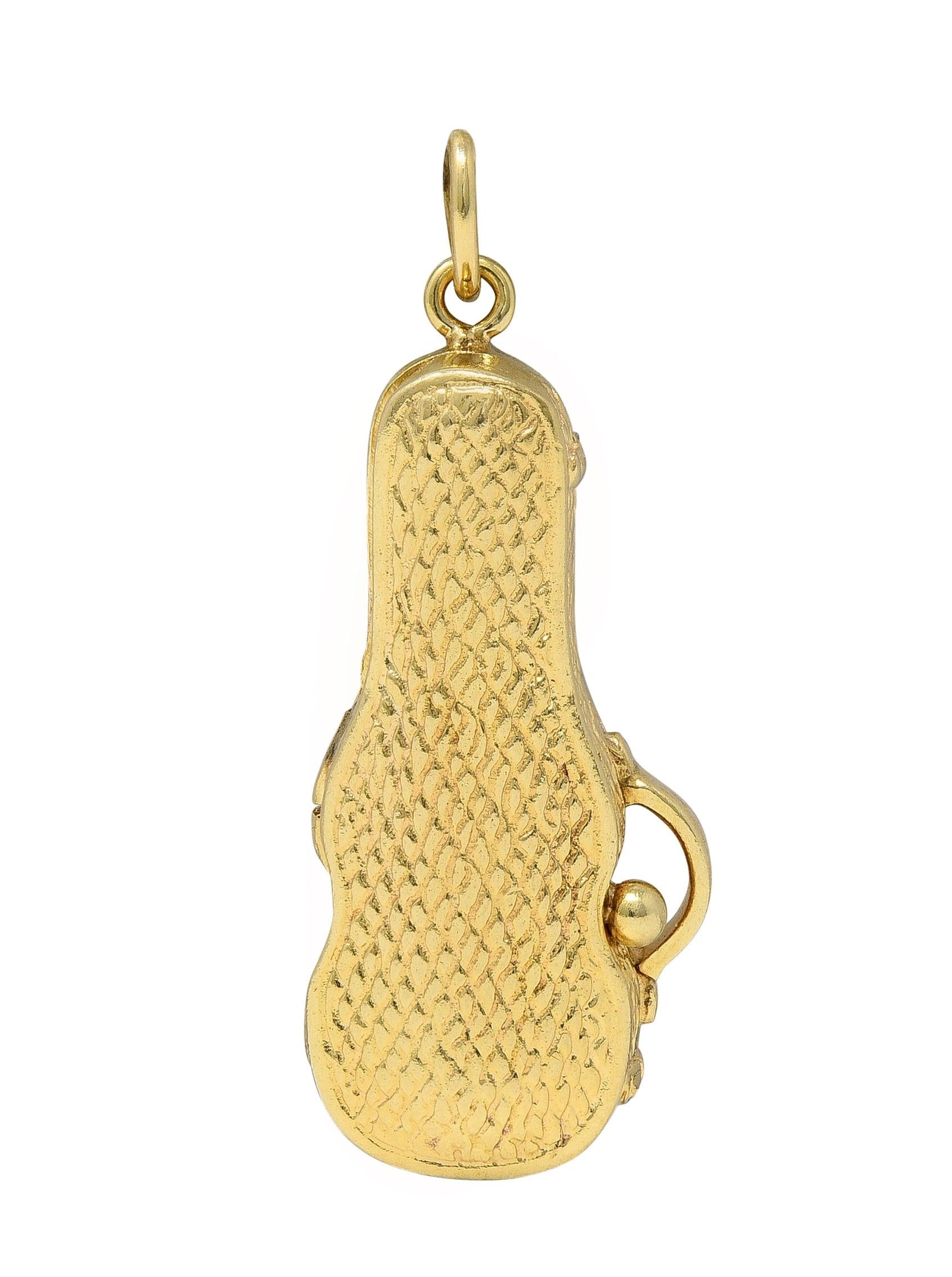 1960's 14 Karat Yellow Gold Vintage Violin In Case Pendant Charm
