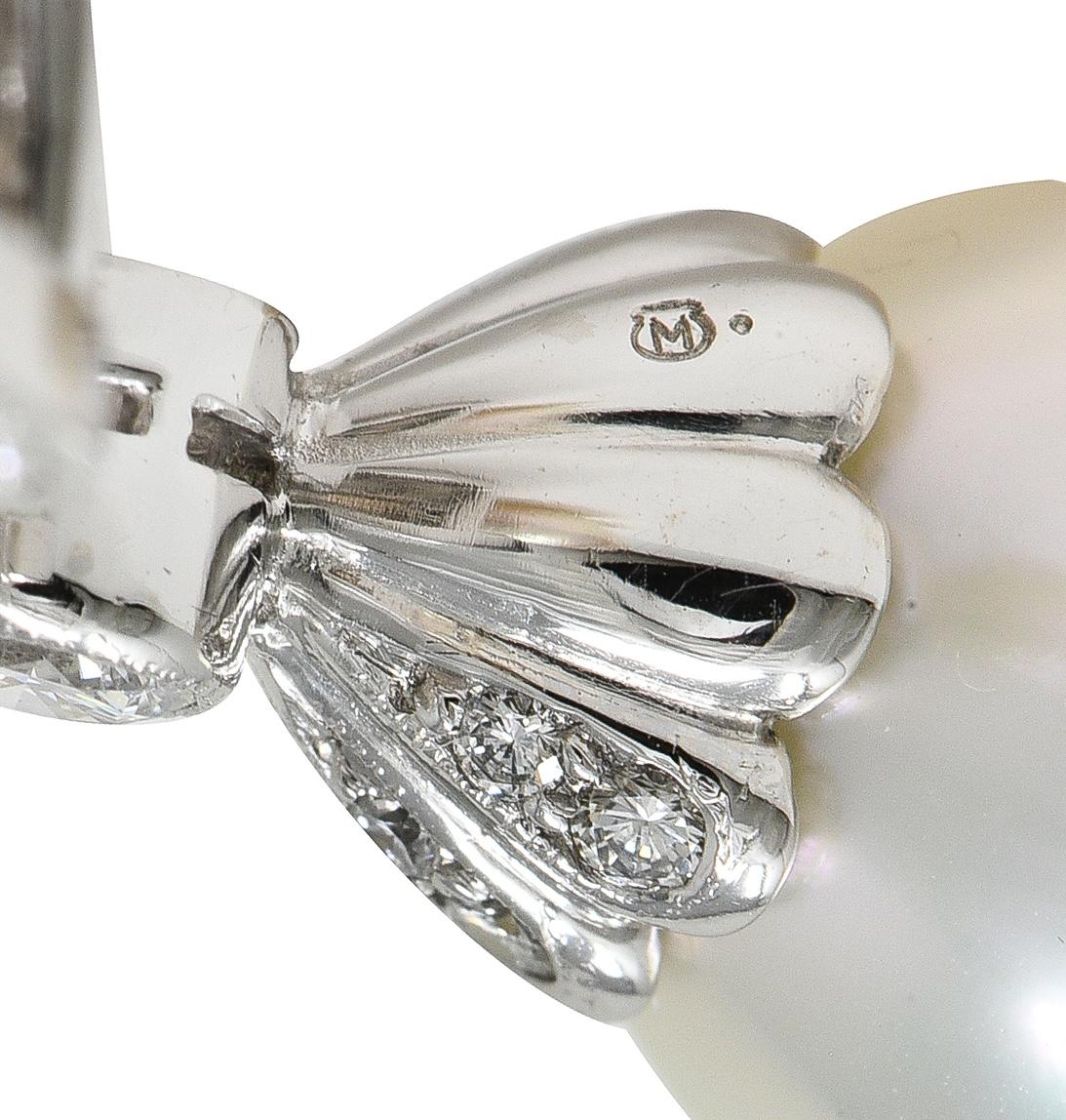 Mikimoto Pearl Diamond Platinum Vintage Multi-Strand Statement Station Necklace