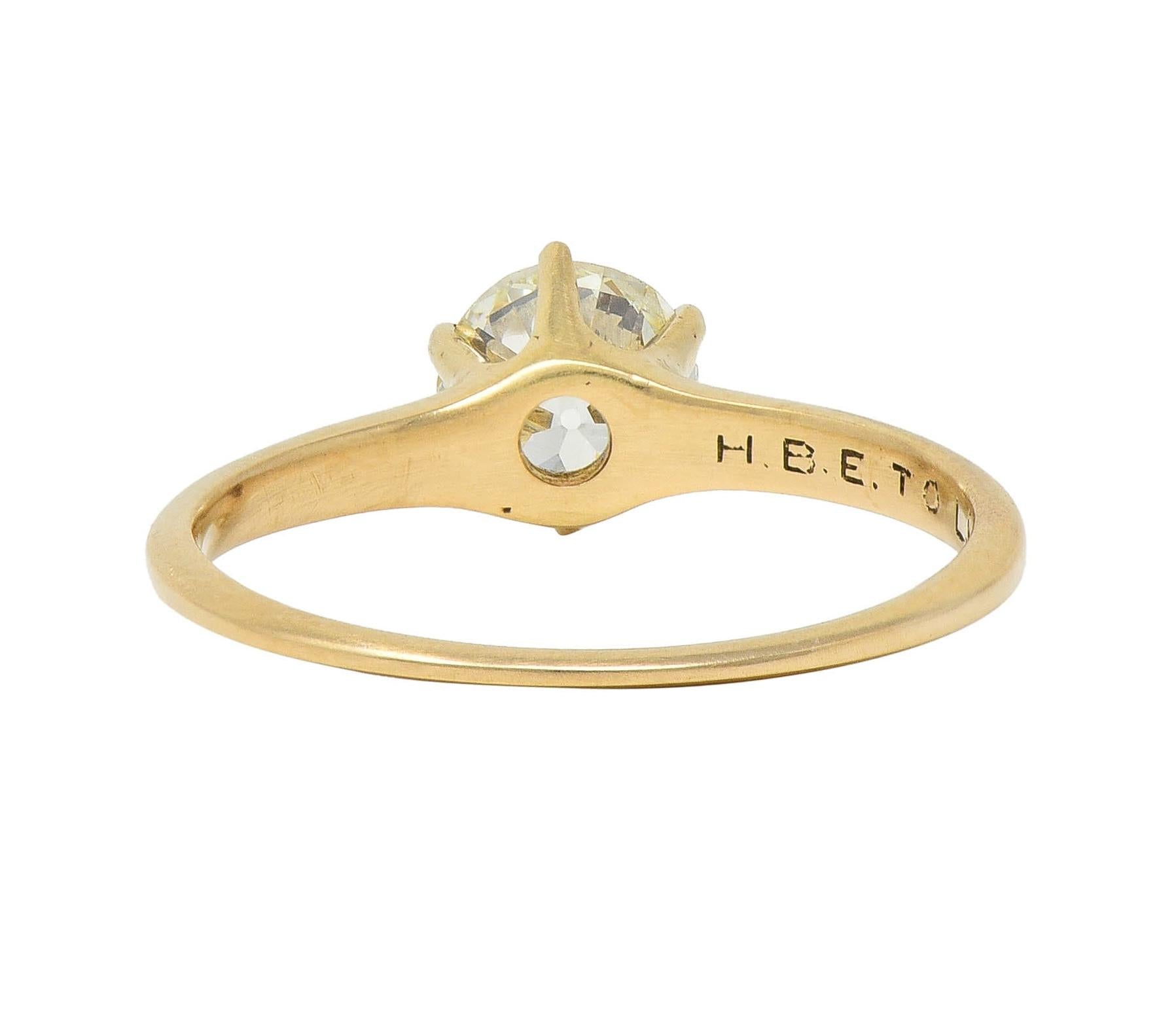 1.00 CTW Old European Antique Diamond 14K Yellow Gold Solitaire Engagement Ring