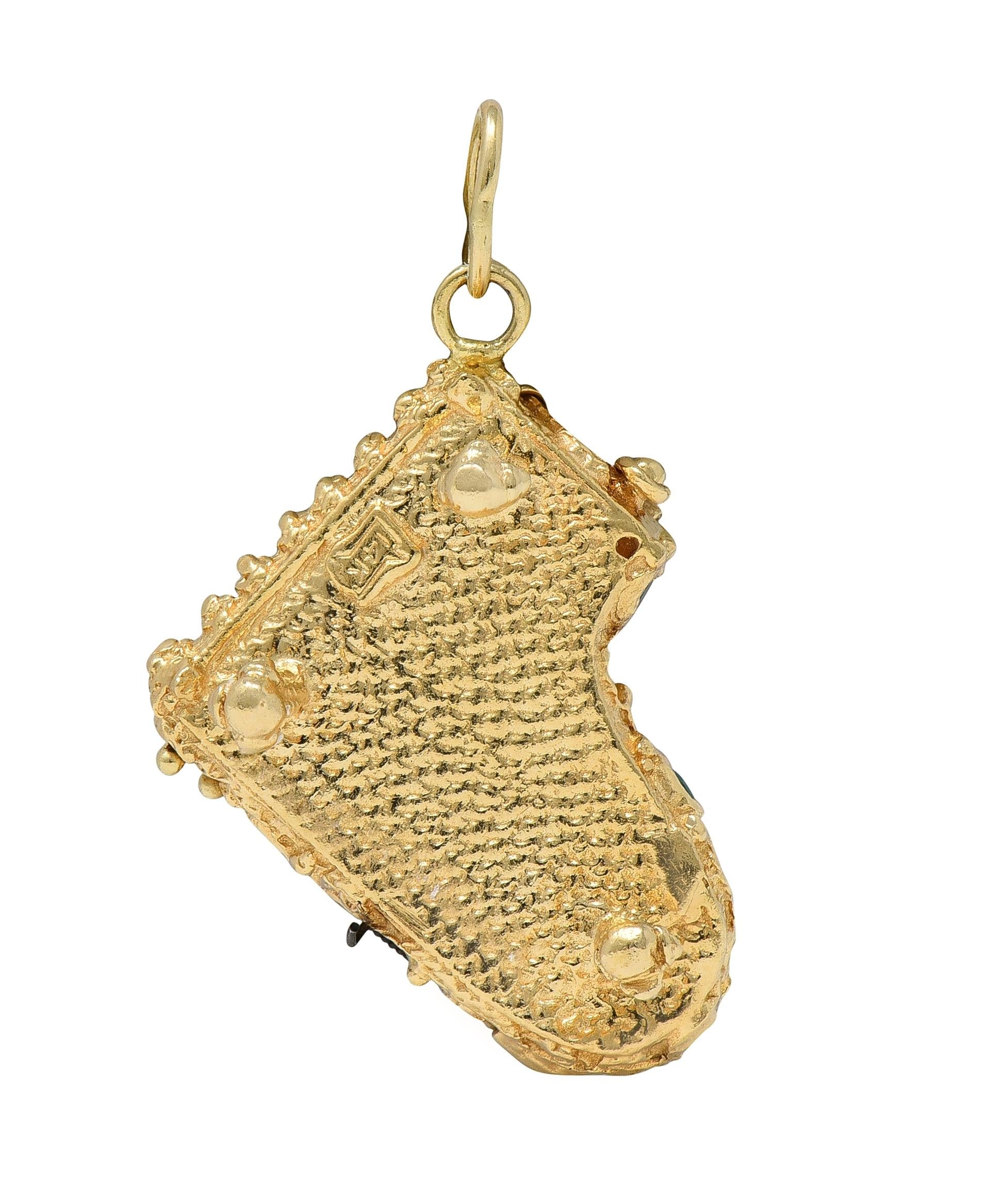 1960's Multi-Gem 14 Karat Yellow Gold Vintage Piano Pendant Charm