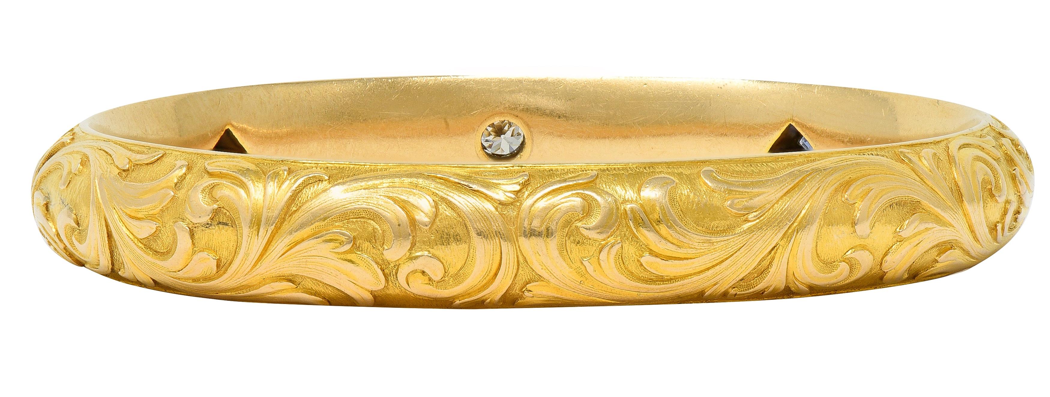 Shreve & Co. Art Nouveau Sapphire Diamond 14 Karat Yellow Gold Antique Bracelet